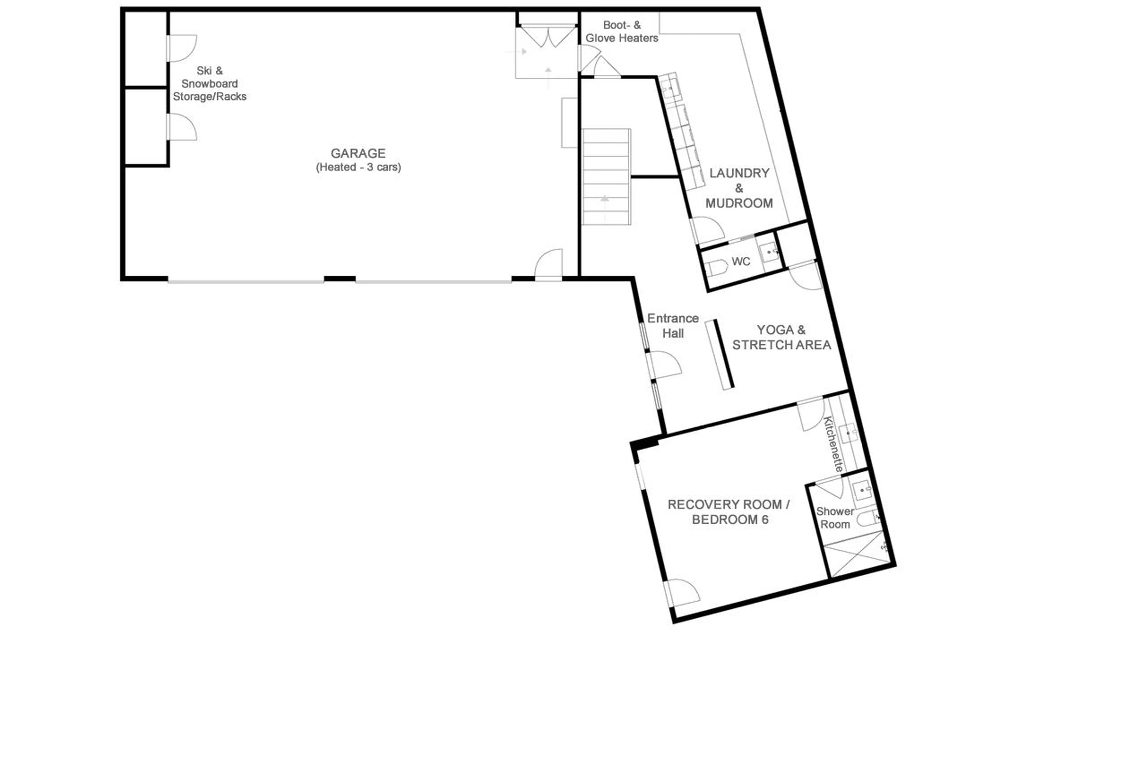 Level 0 floor plan of Arrowhead Lodge in Revelstoke