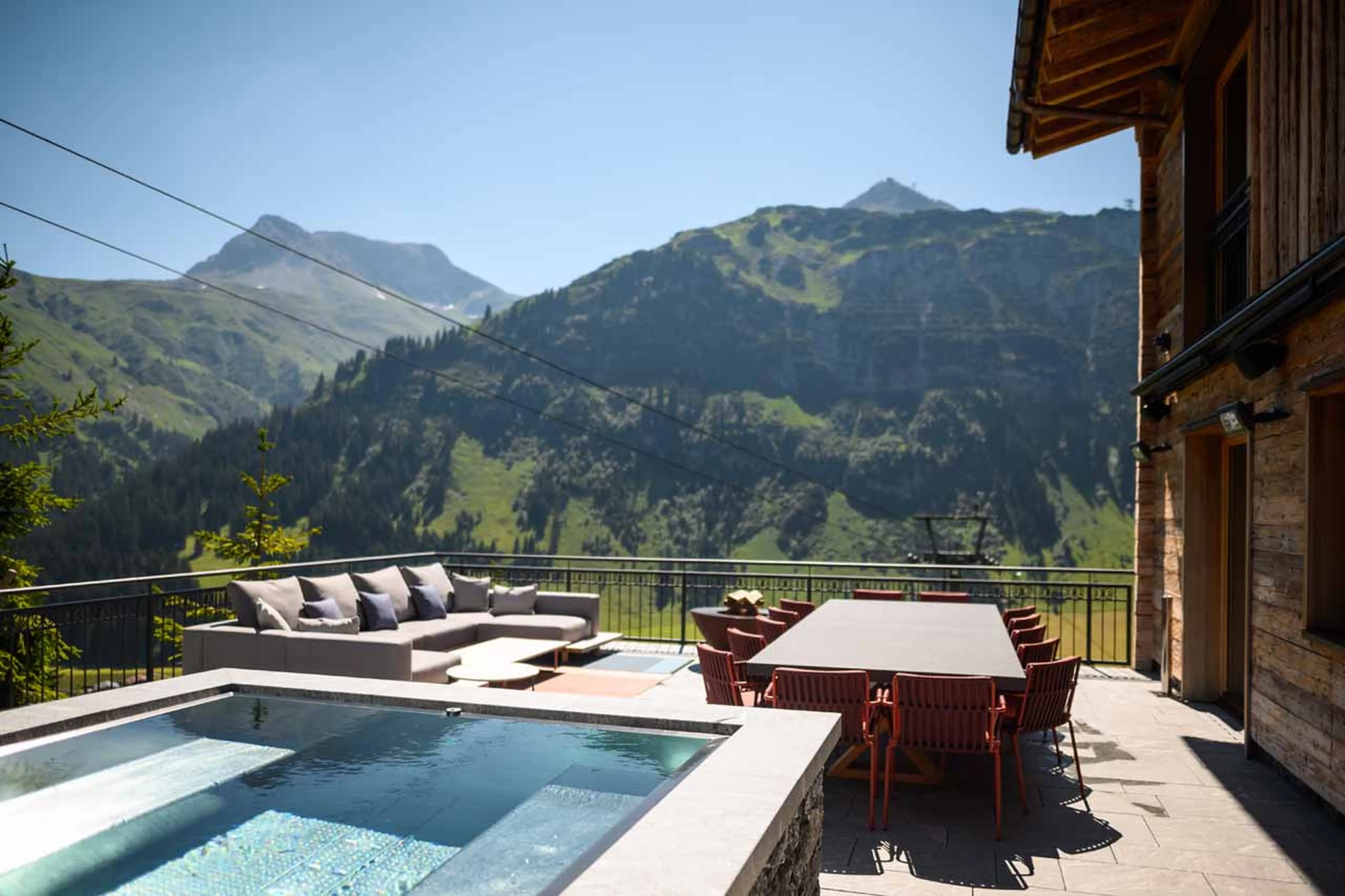 Terrace at Chalet Arula 2 in Lech