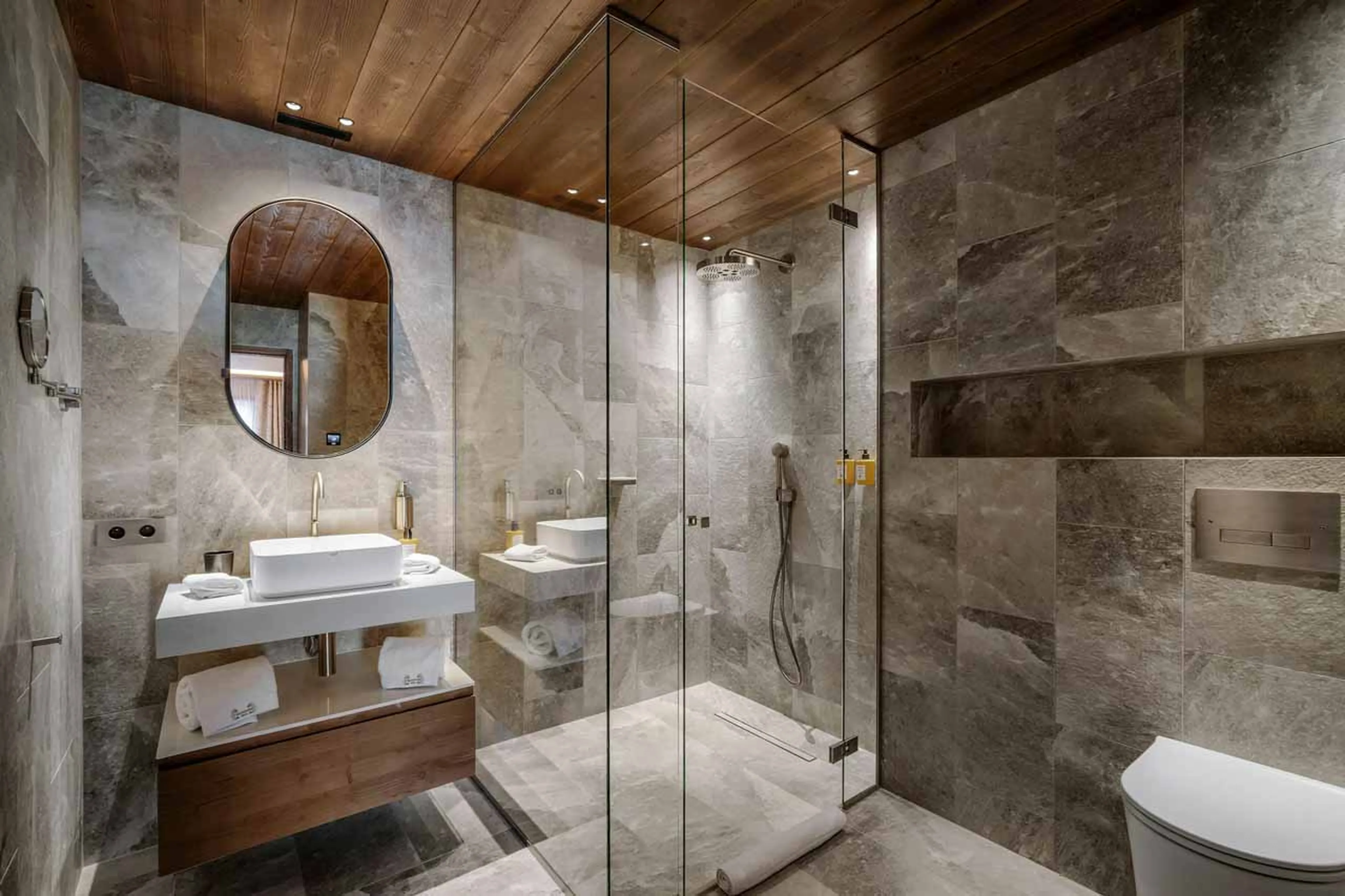 En-suite shower room at Atmosphere 201 in Courchevel 1850