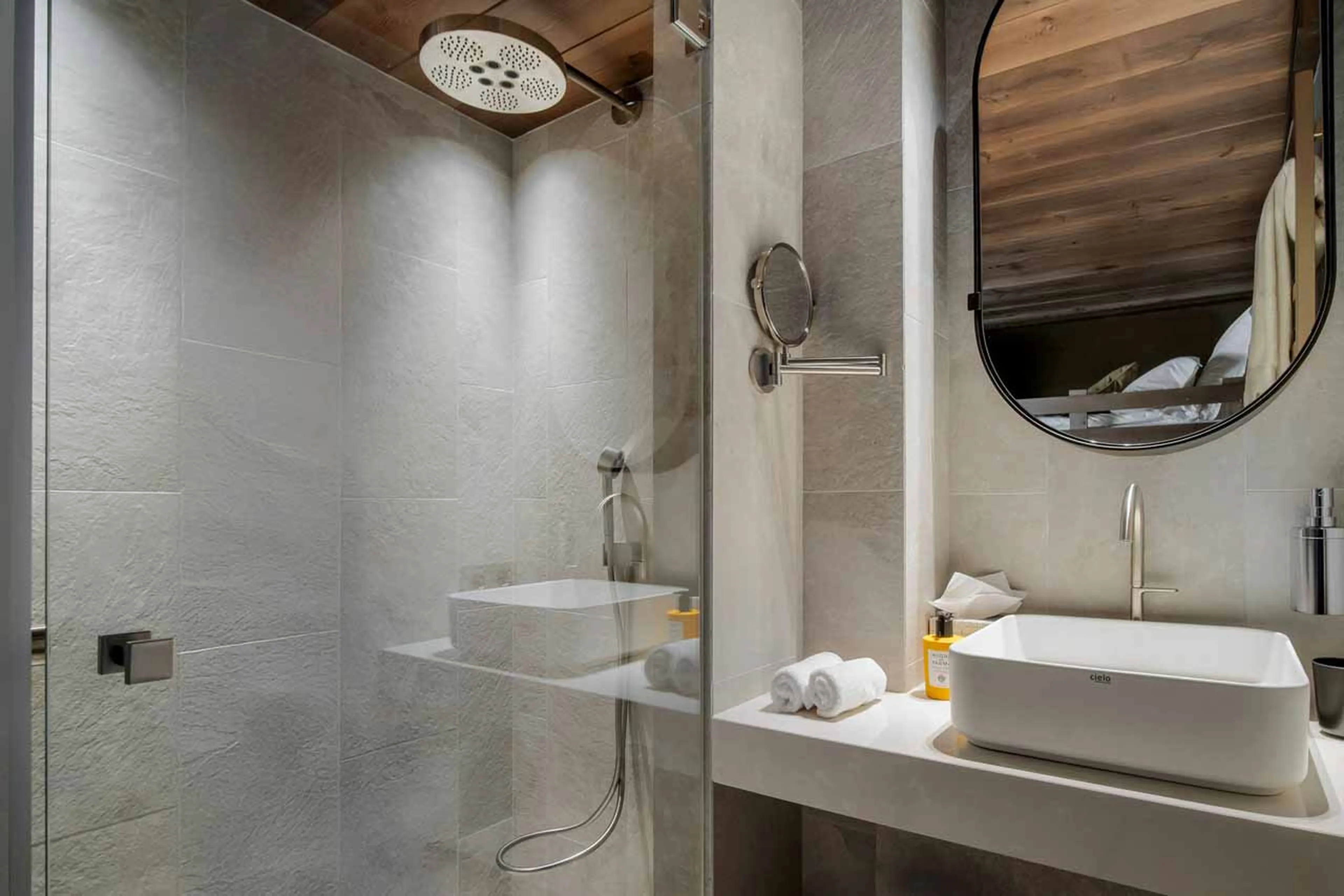 En-suite shower room at Atmosphere 201 in Courchevel 1850