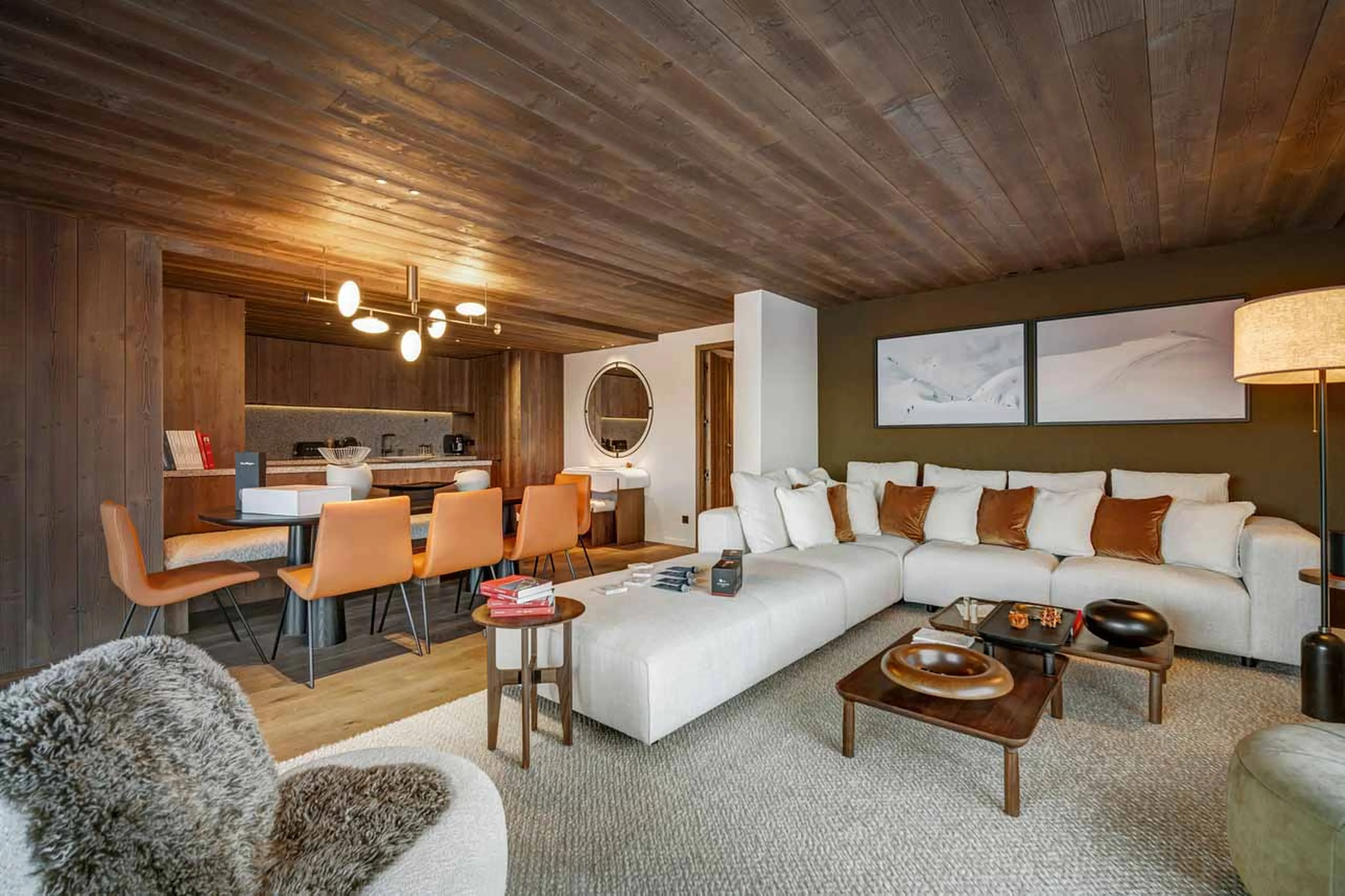 Open plan living area at Atmosphere 201 in Courchevel 1850