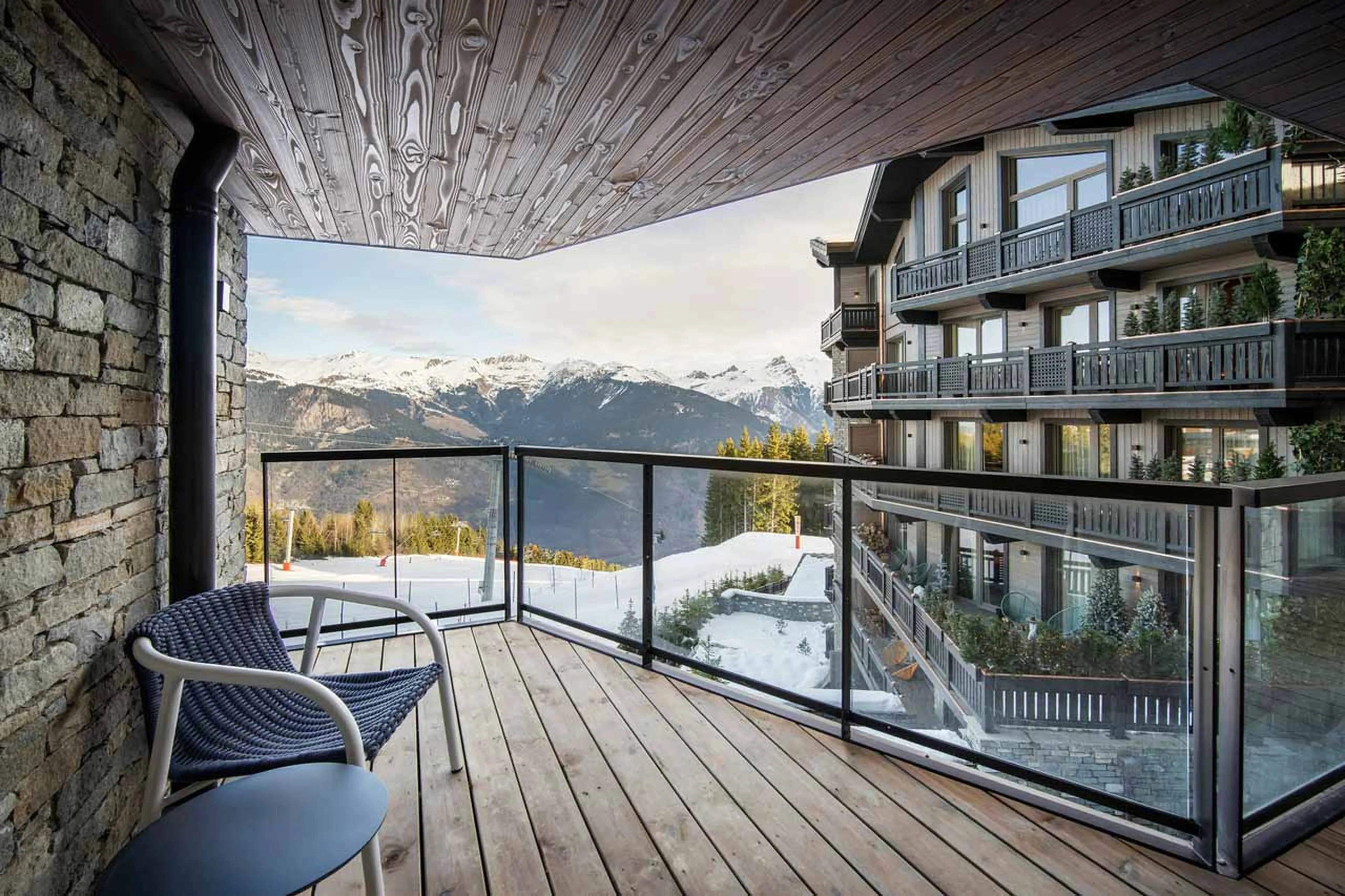 Private balcony at Atmosphere 202 in Courchevel 1850