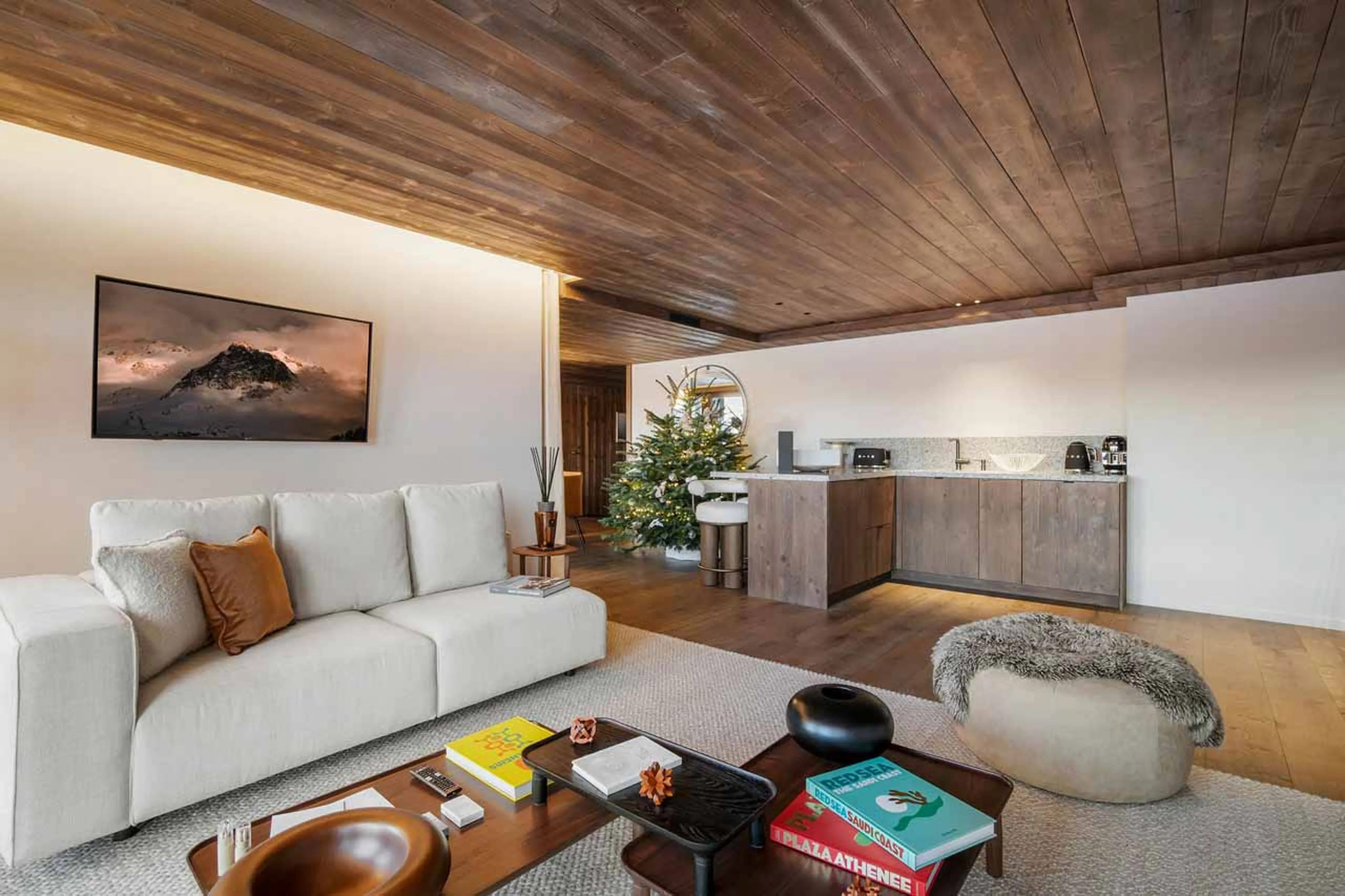 Lounge and kitchen at Atmosphere 302 in Courchevel 1850