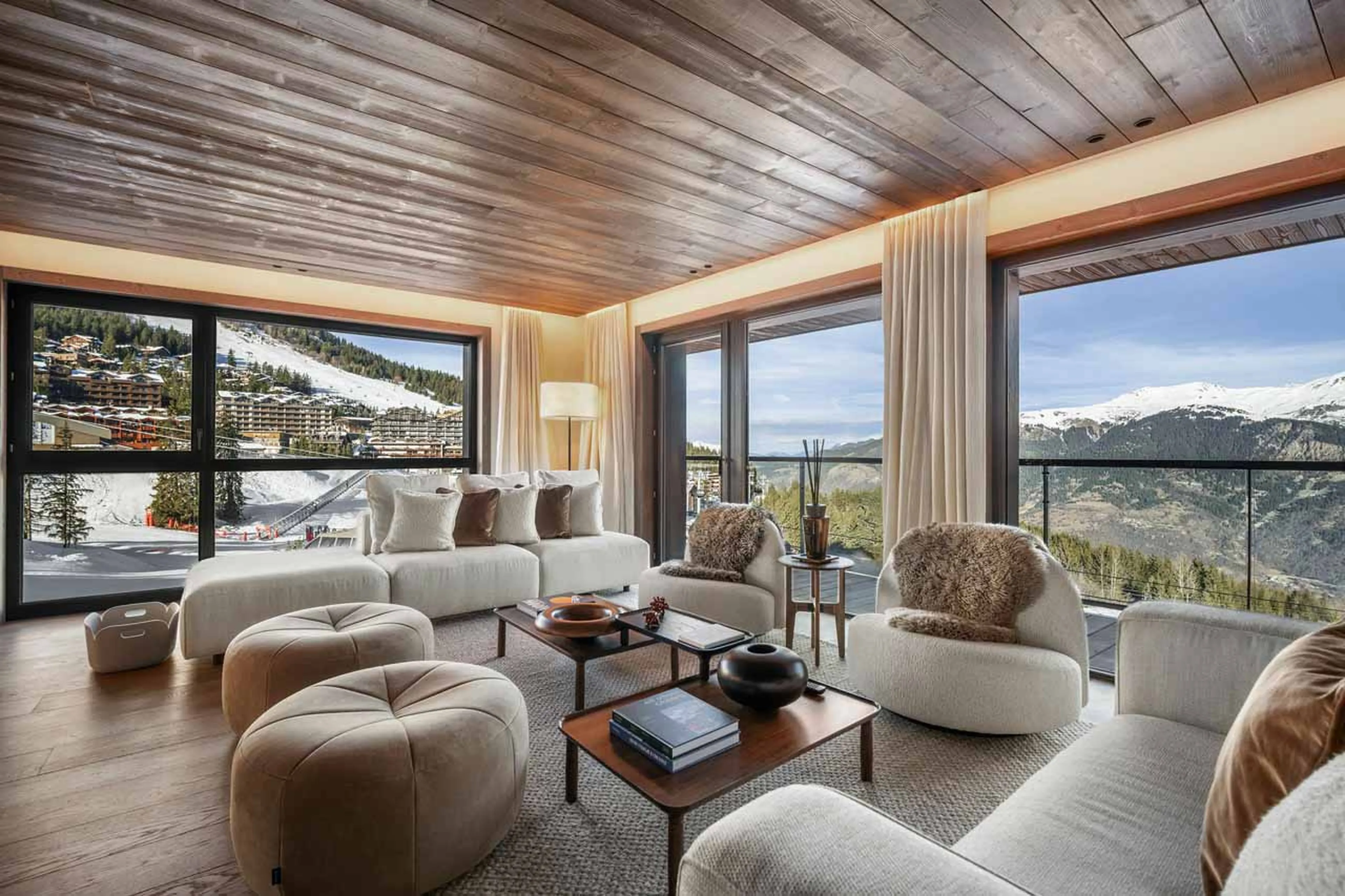 Open-plan living area at Atmosphere 501 in Courchevel 1850