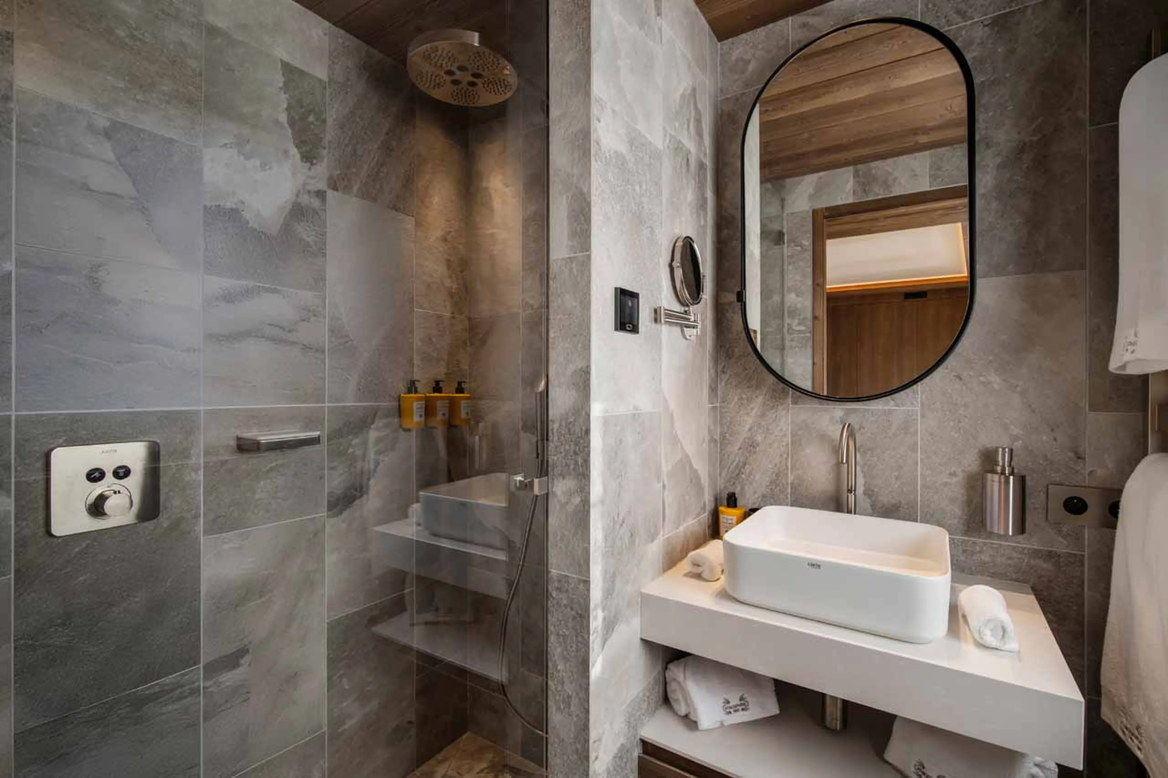 Shower room at Atmosphere 801 in Courchevel 1850