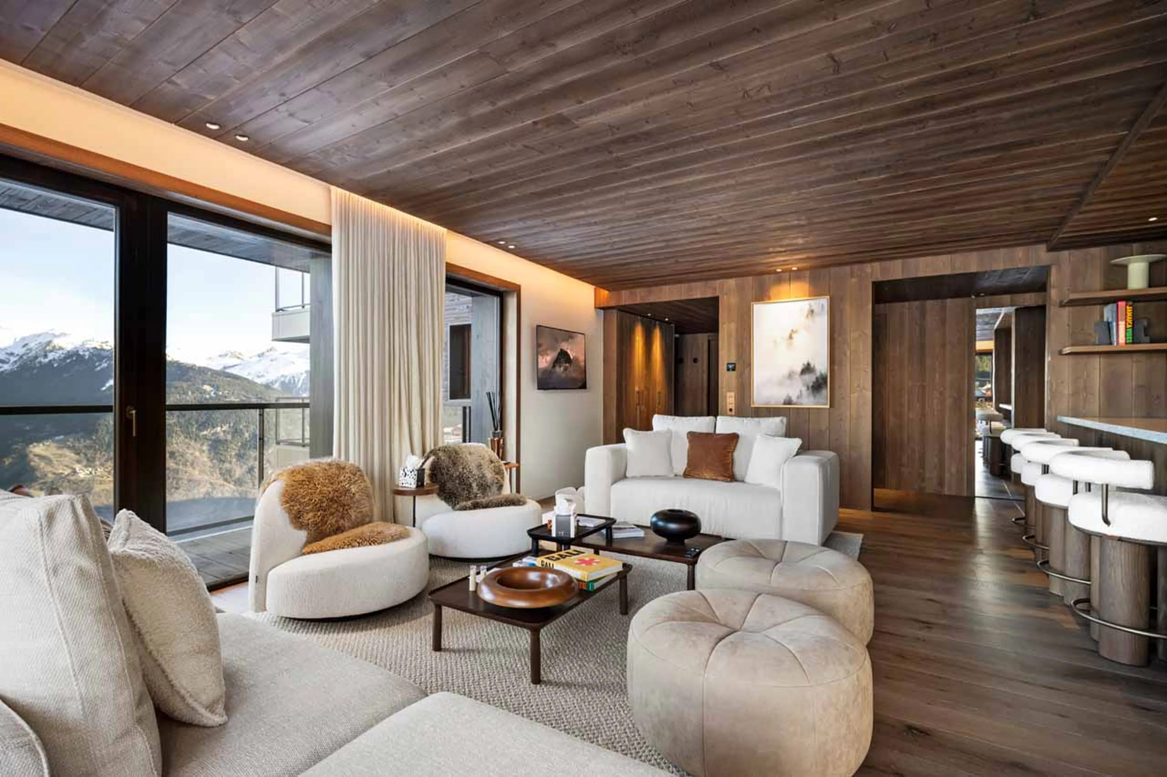 Living area and kitchen at Atmosphere 801 in Courchevel 1850