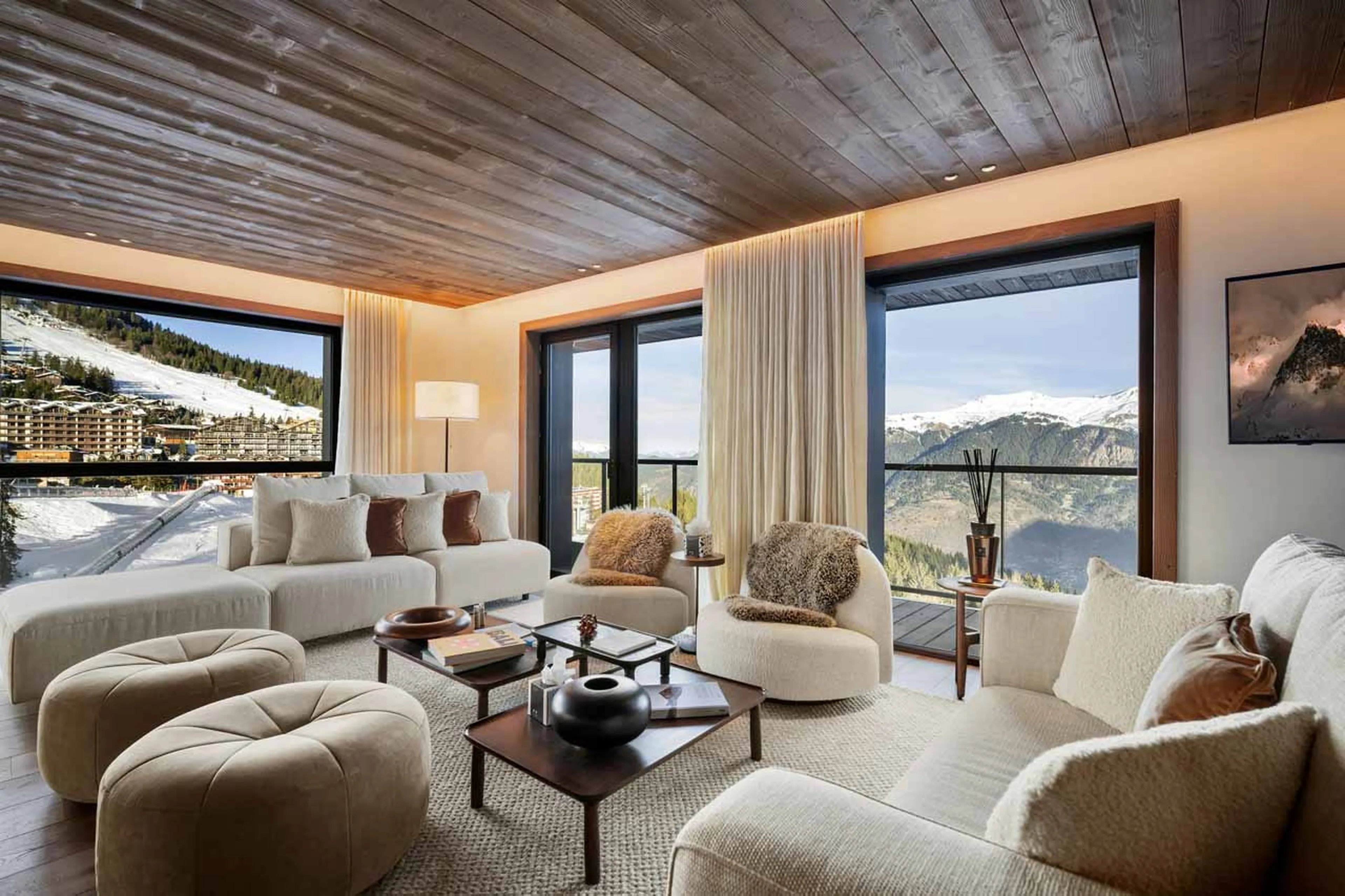 Open-plan living area at Atmosphere 801 in Courchevel 1850