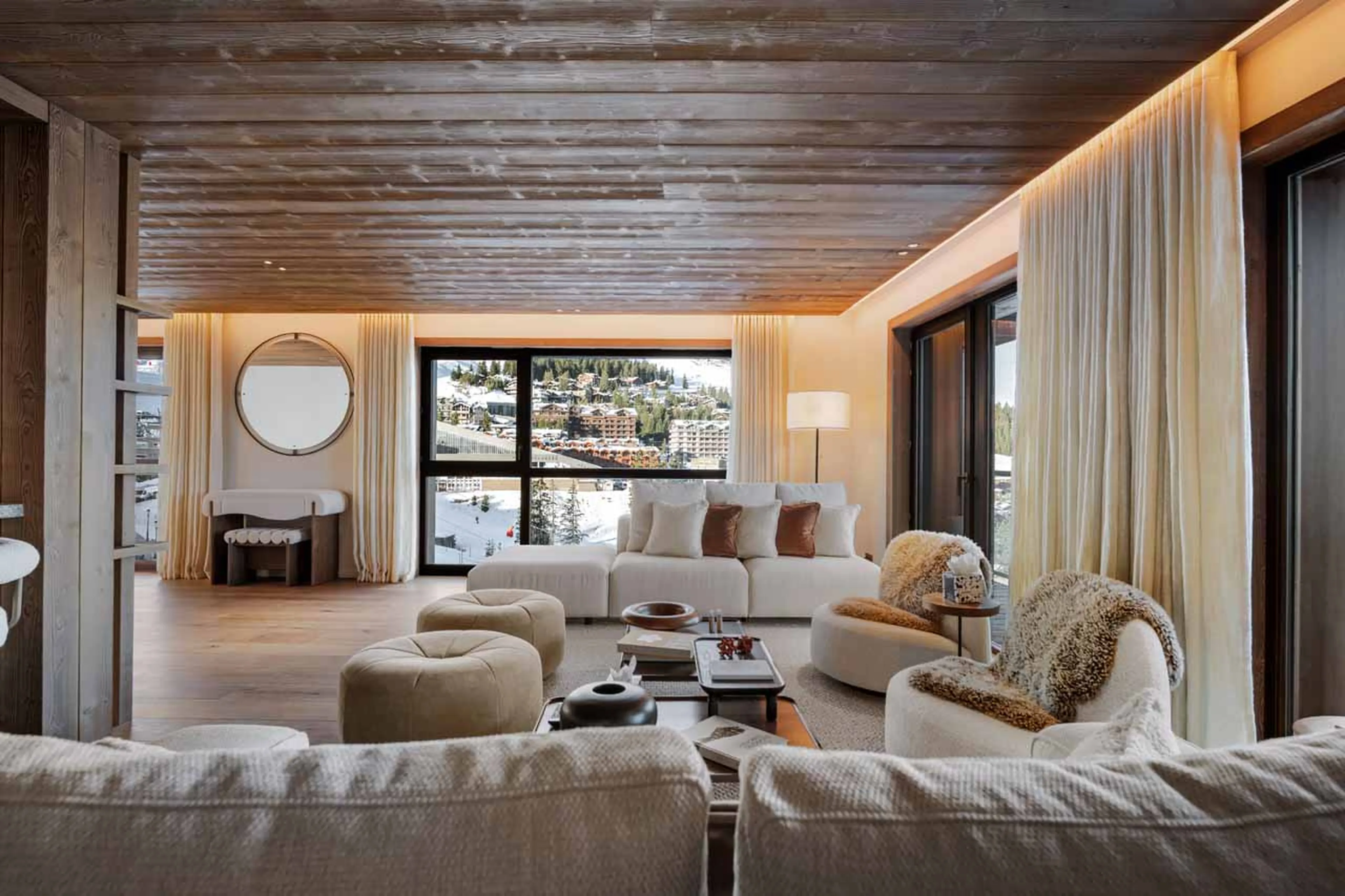 Sofas in living area at Atmosphere 801 in Courchevel 1850
