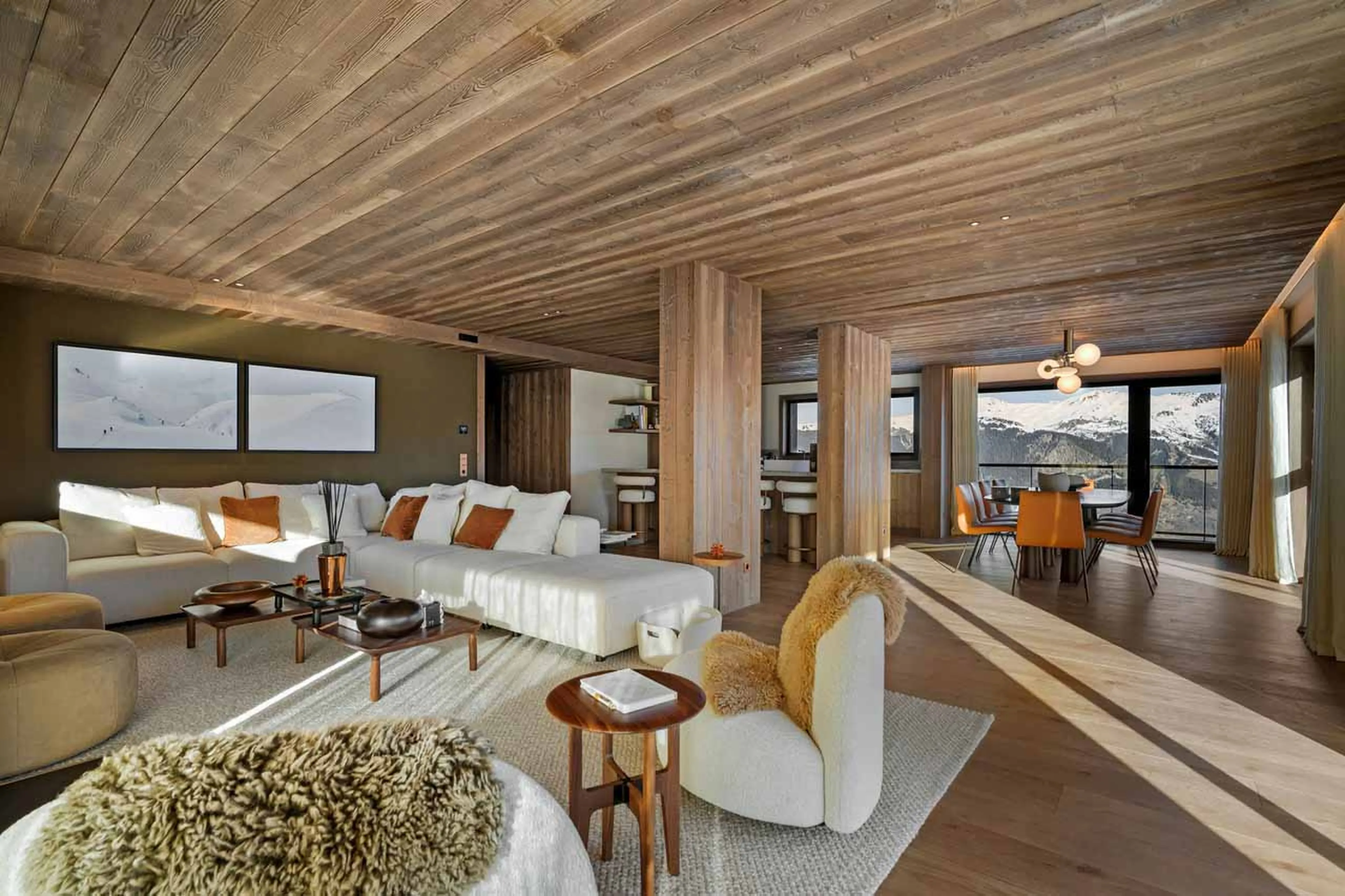 Open-plan living area at Atmosphere 802 in Courchevel 1850