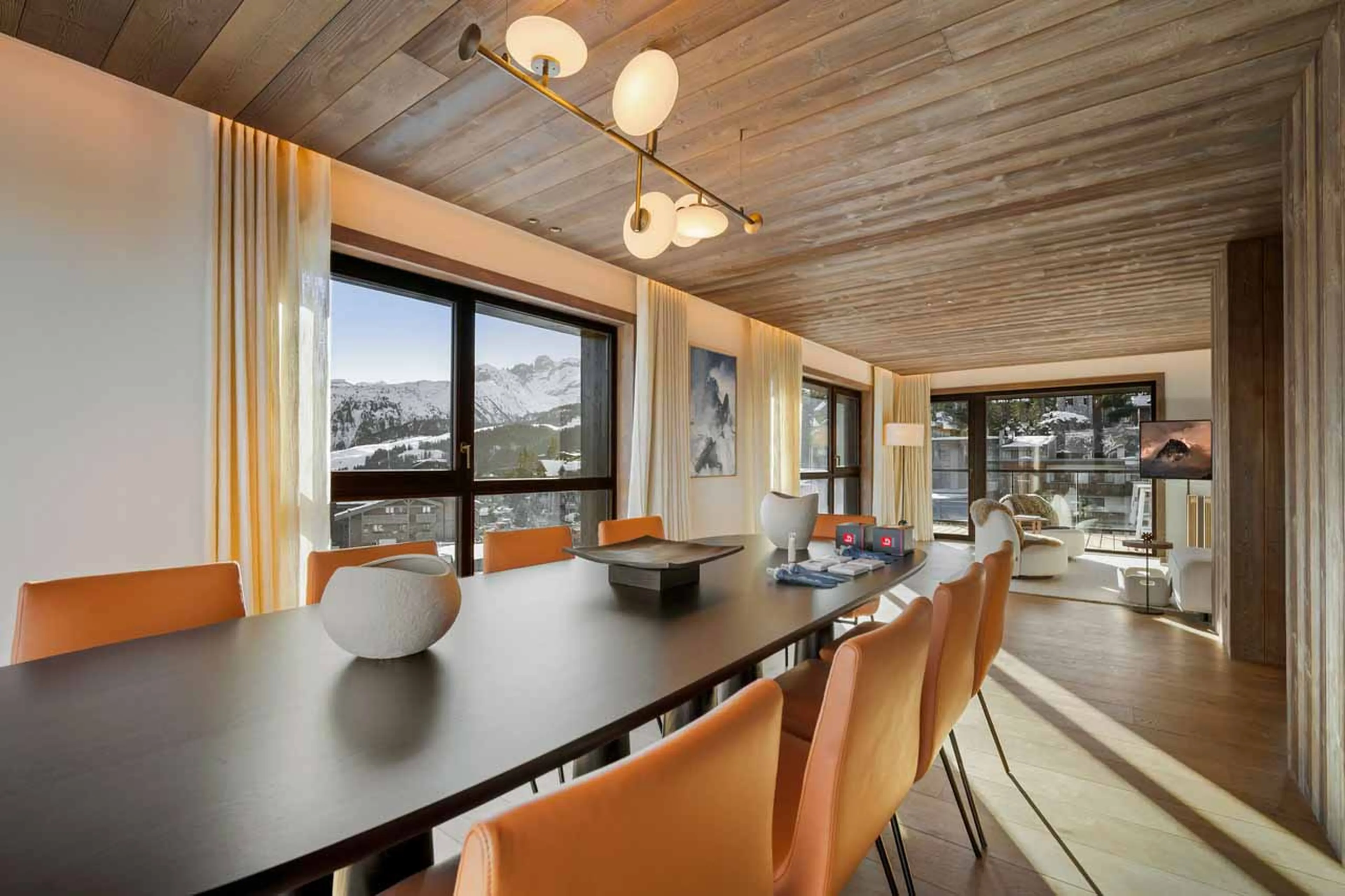 Dining area and lounge at Atmosphere 802 in Courchevel 1850