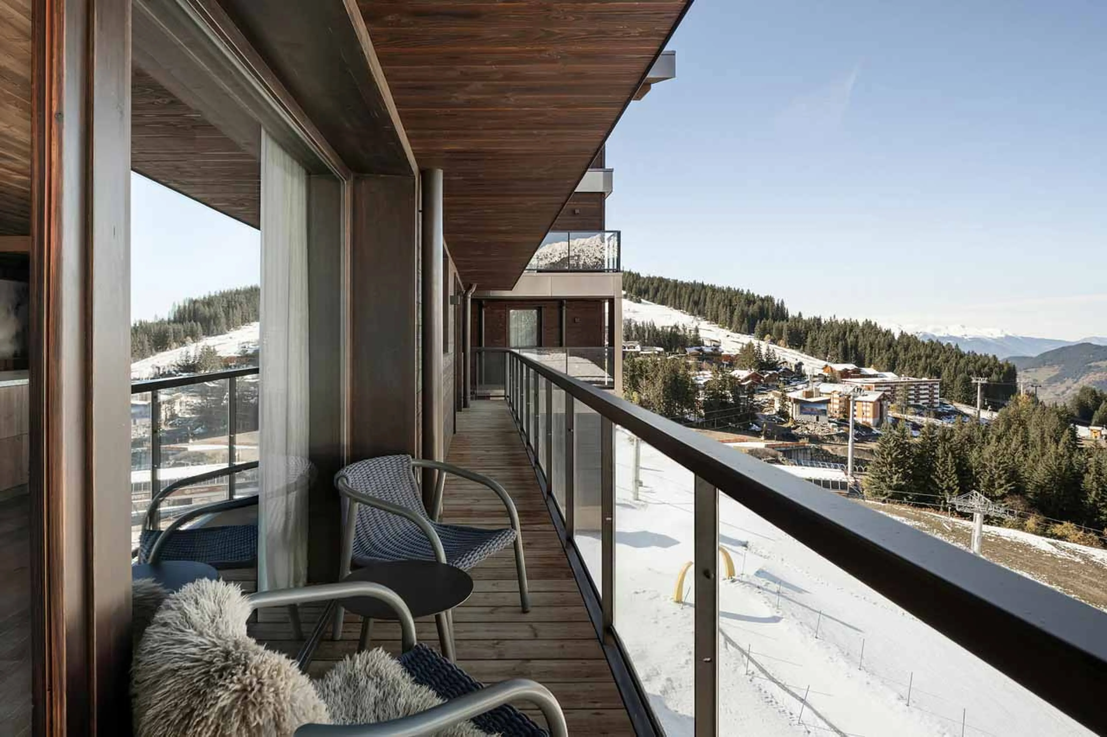 Private balcony at Atmosphere 802 in Courchevel 1850
