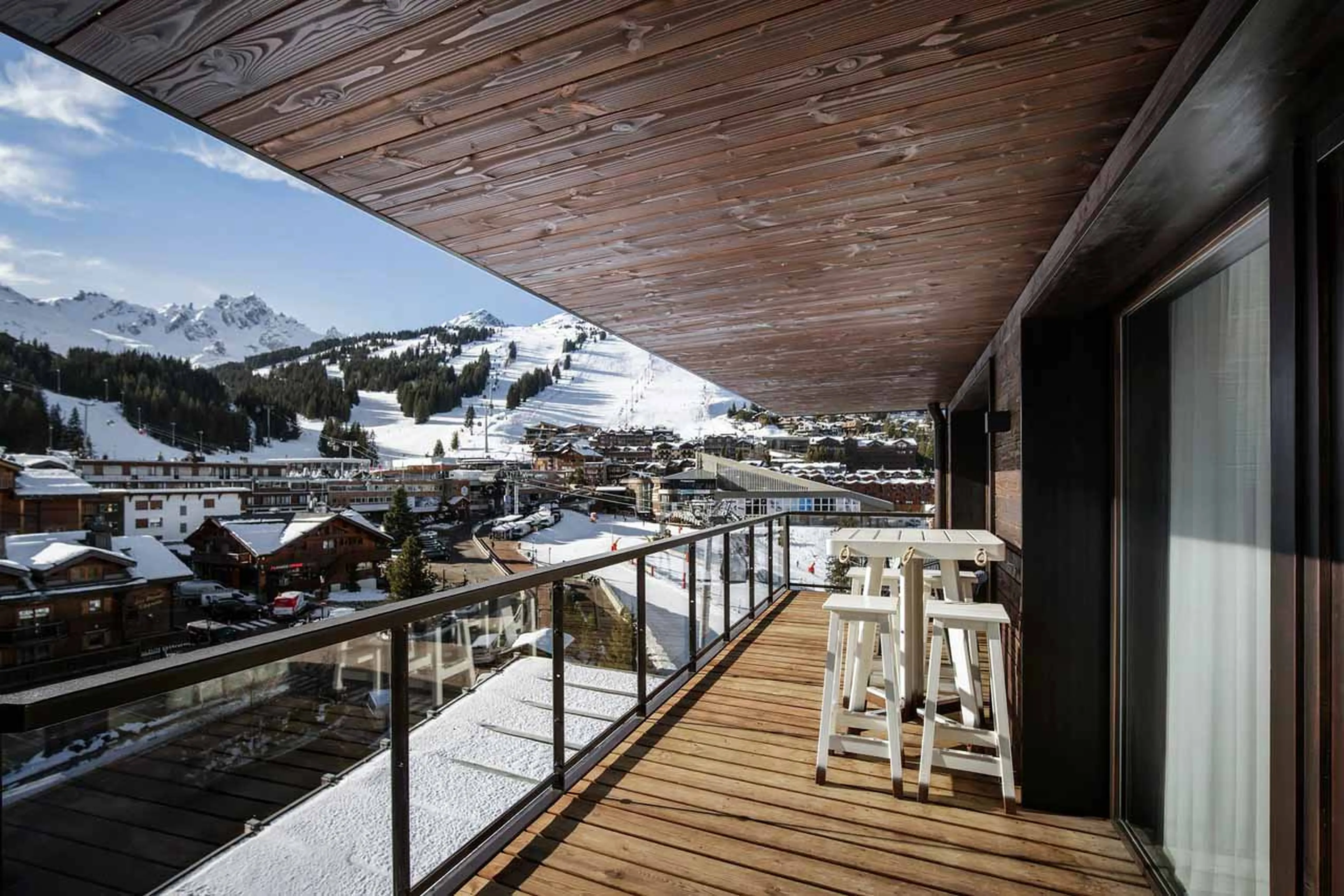Balcony views at Atmosphere Apartment 901 in Courchevel 1850