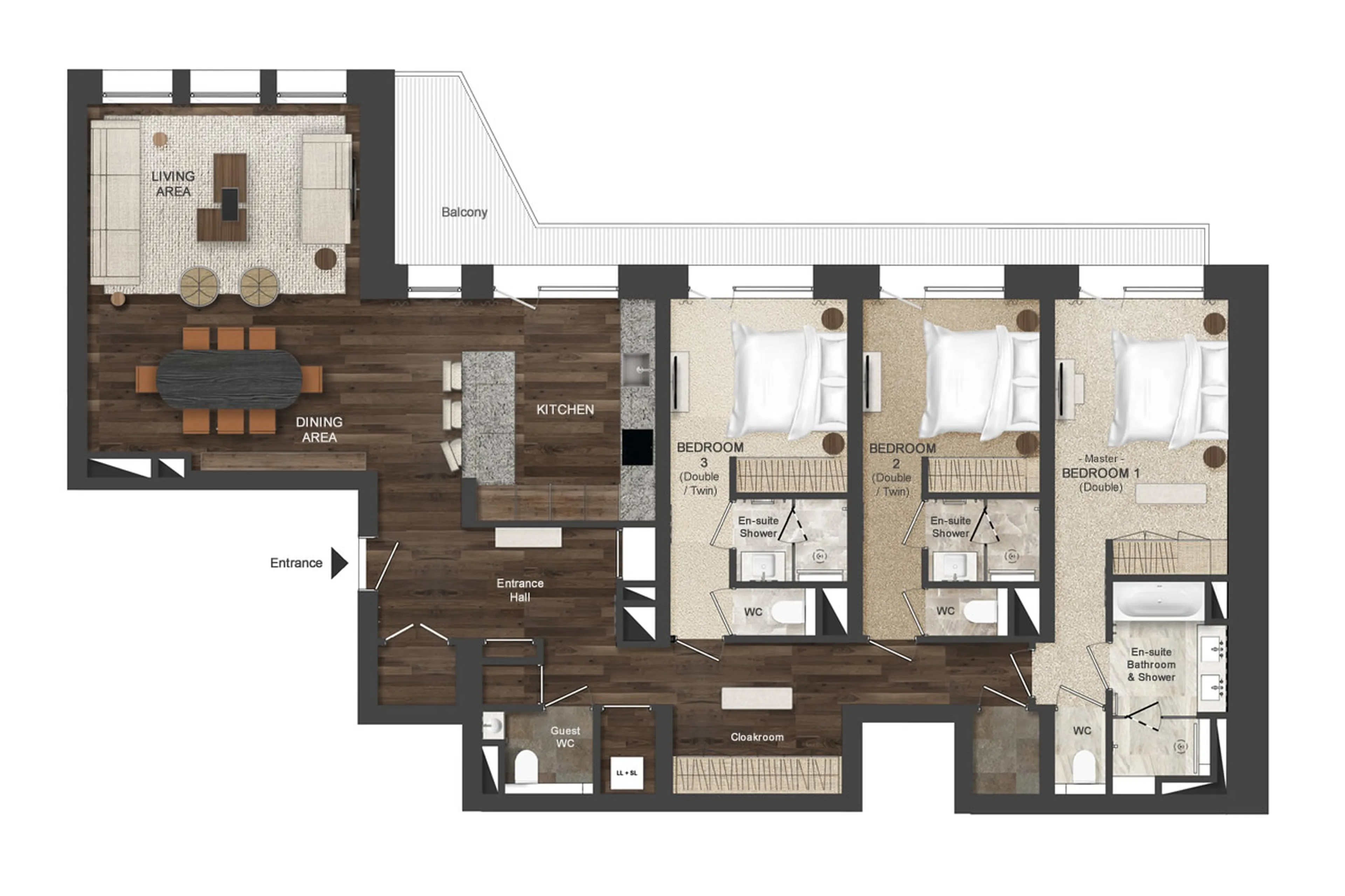 Floor plan of Apartment Atmosphere 202 in Courchevel 1850