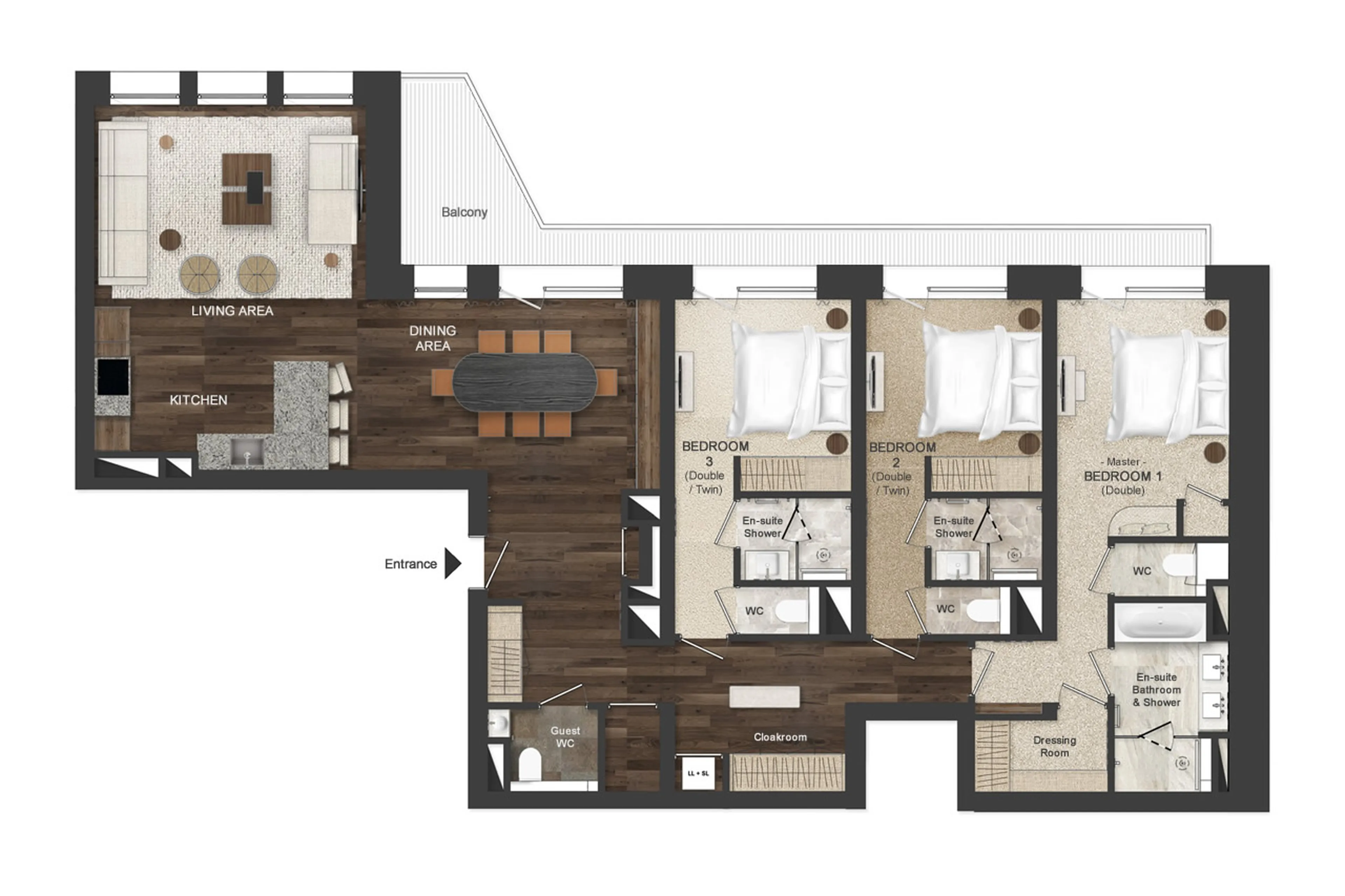 Floor plan of Apartment Atmosphere 302 in Courchevel 1850