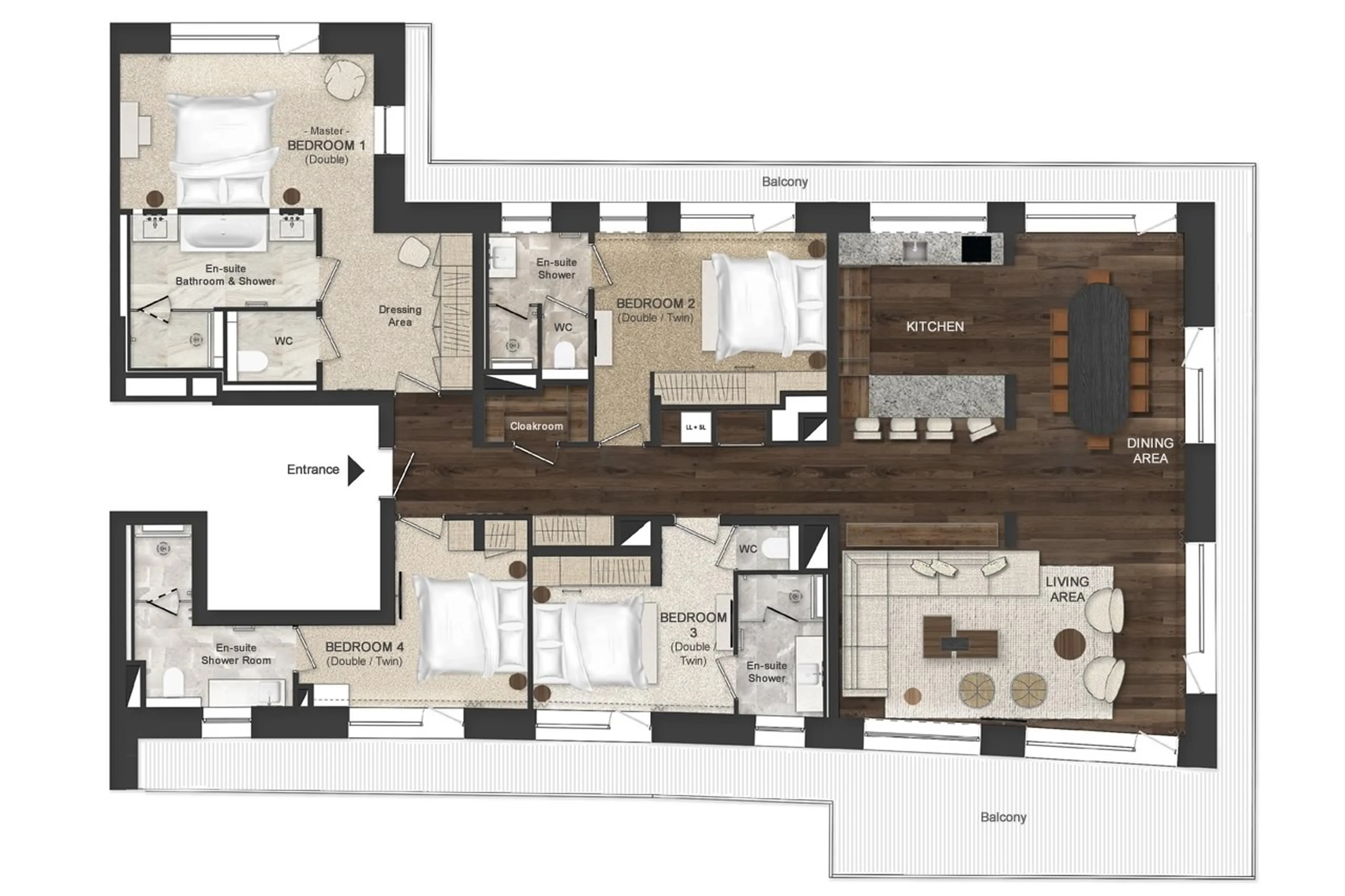 Floor plan of Apartment Atmosphere 802 in Courchevel 1850