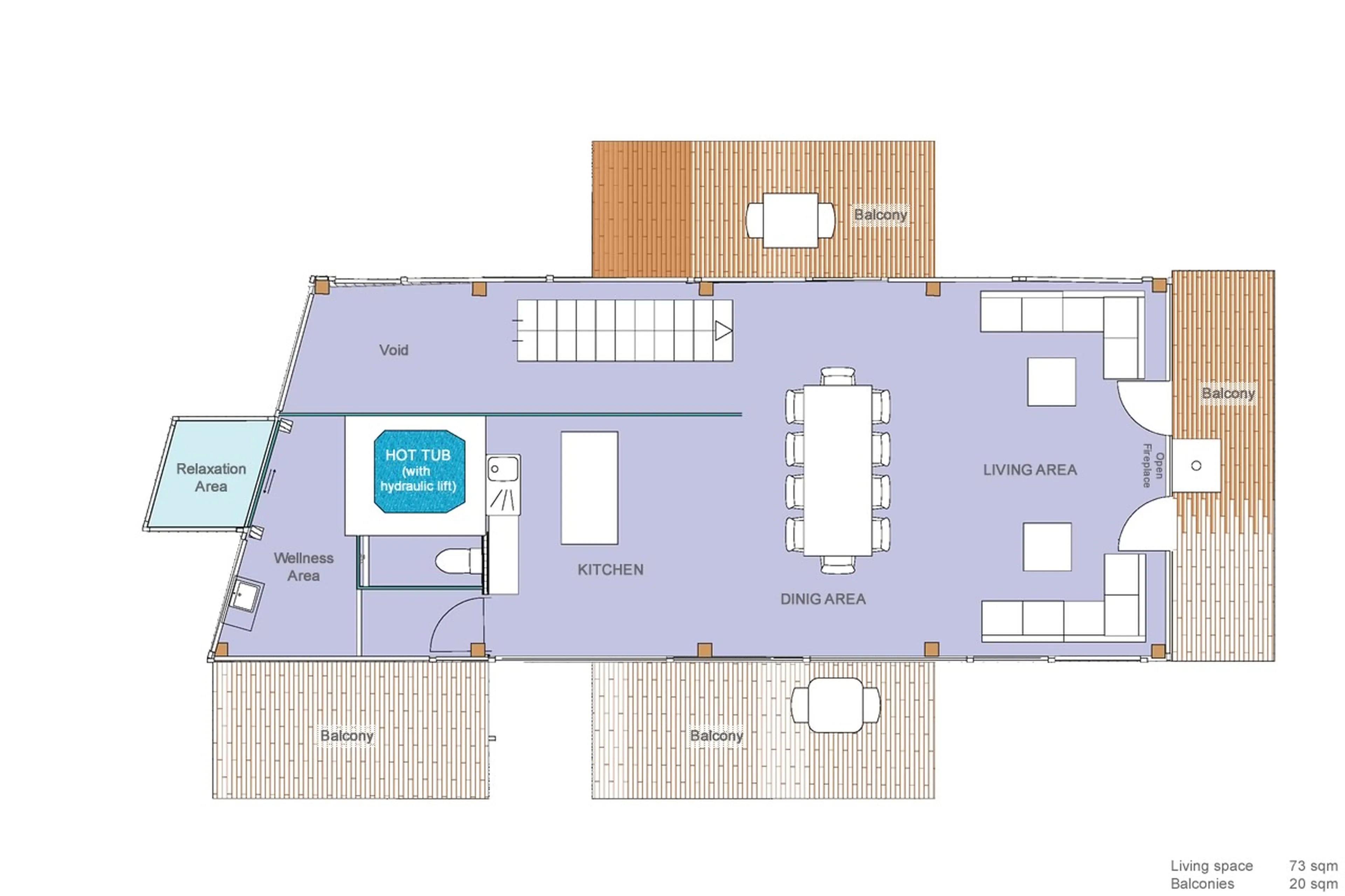 Level 3 floor plan of Backstage Chalet in Zermatt