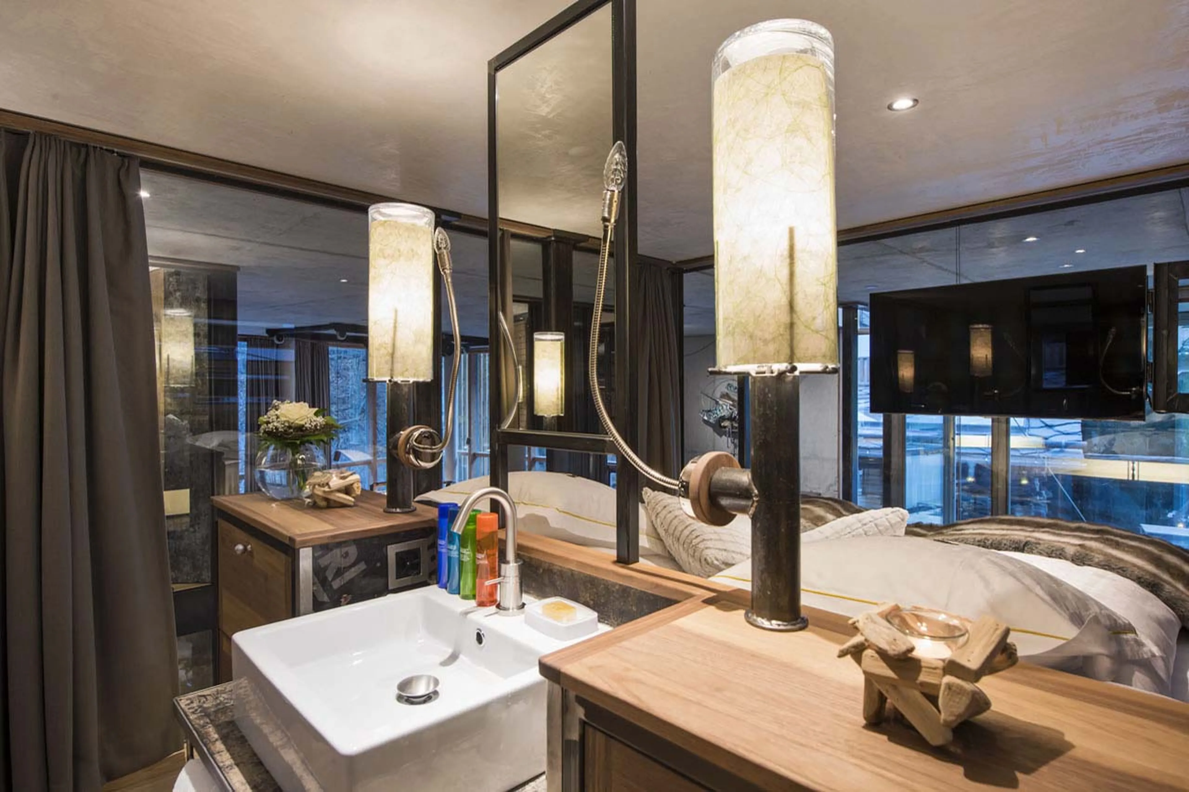 Bedroom two basin at Backstage Luxury Loft in Zermatt