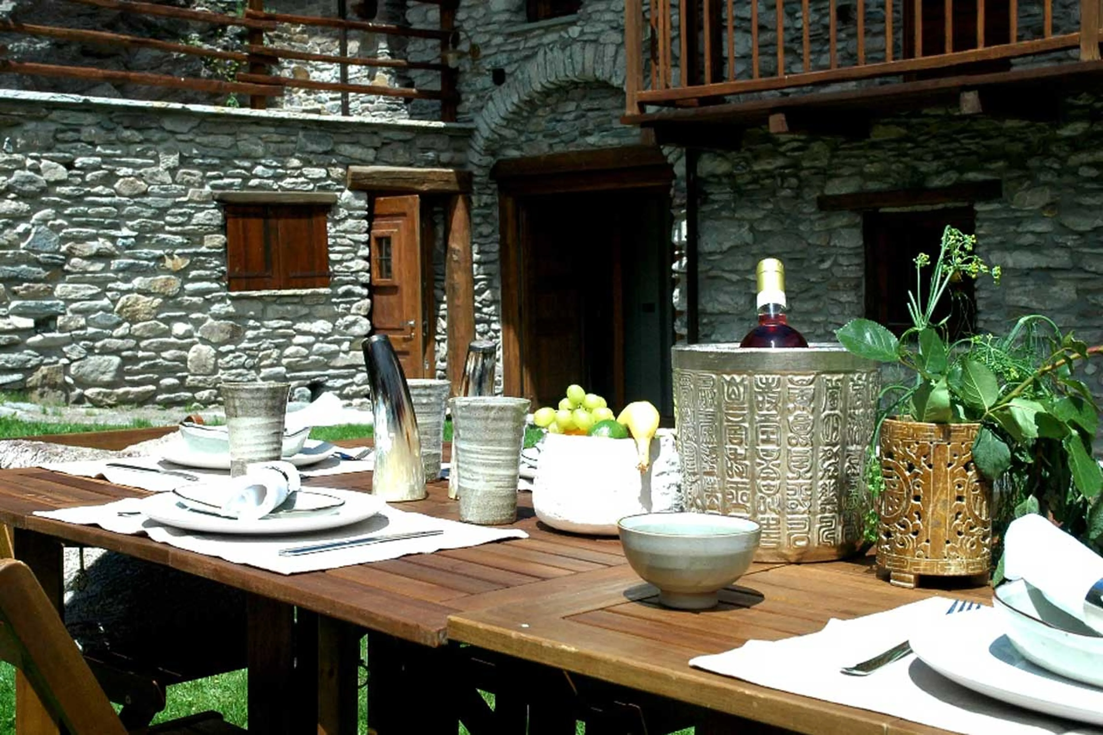 Terrace in summer at Baita 1697 in Piedmont