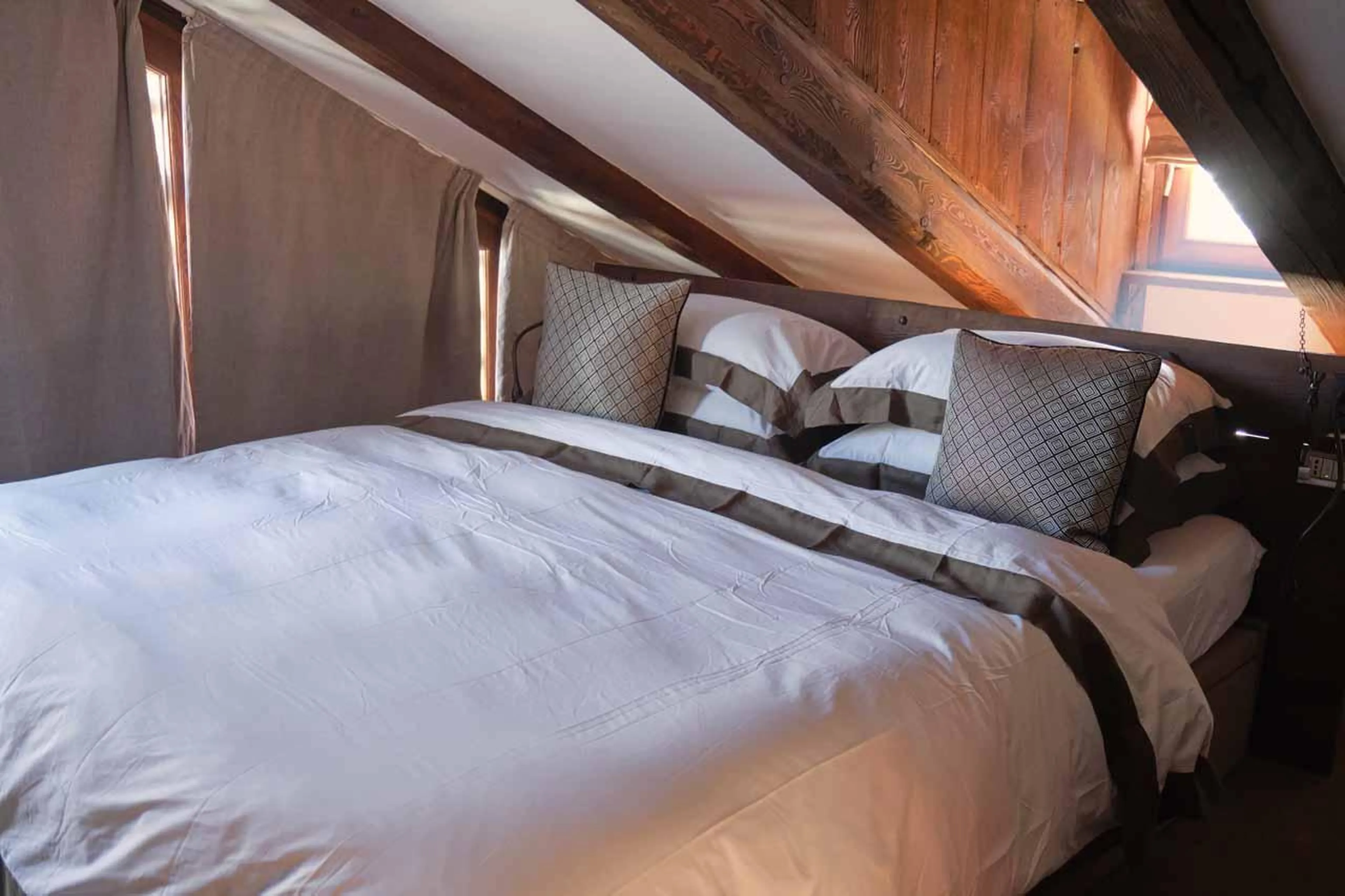 Double bedroom in summer at Baita 1697 in Piedmont