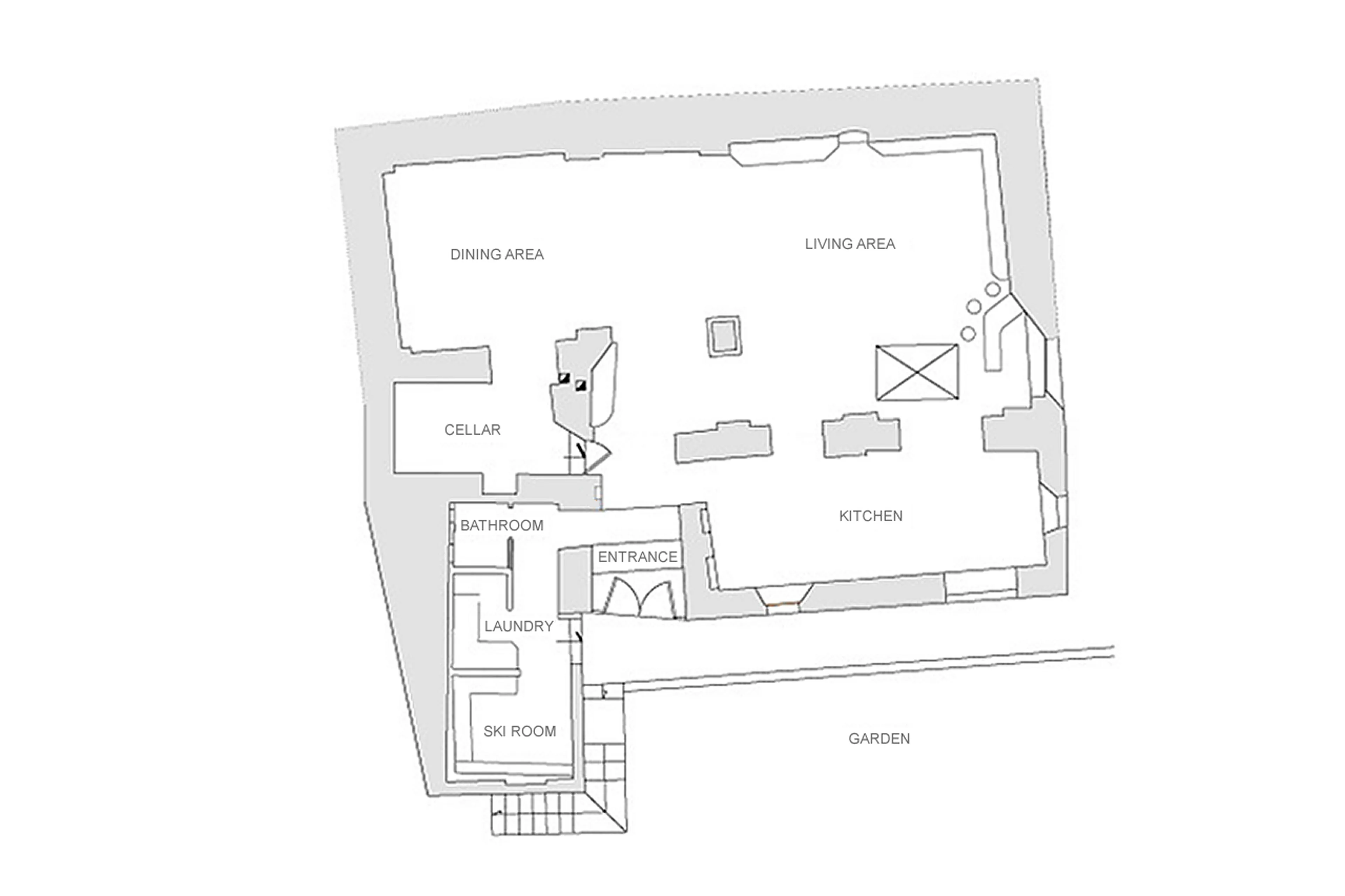 Level 0 floor plan of Baita 1697 in via Lattea