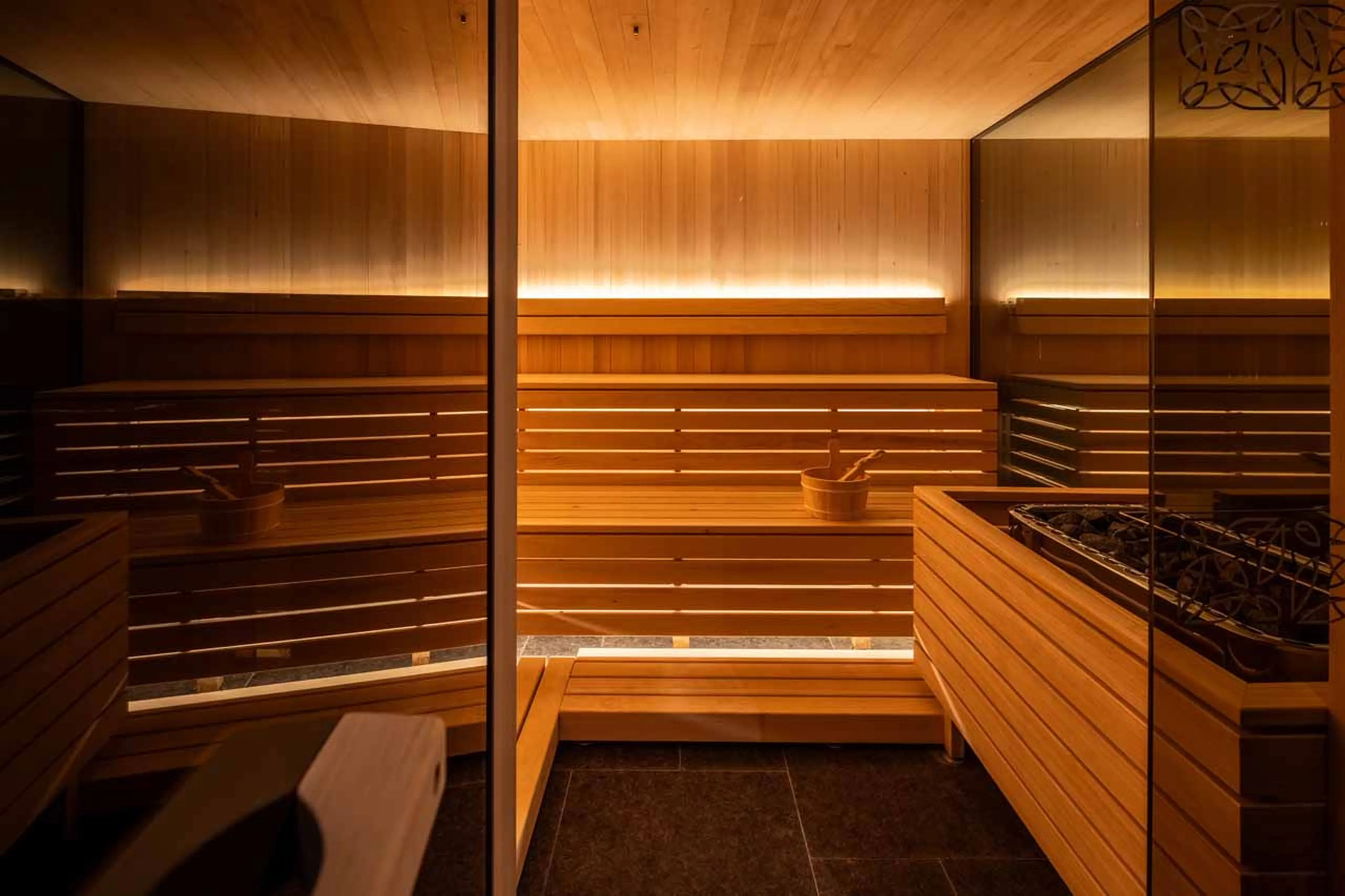 Sauna in shared spa at Balegia Apartment 3 in Lech