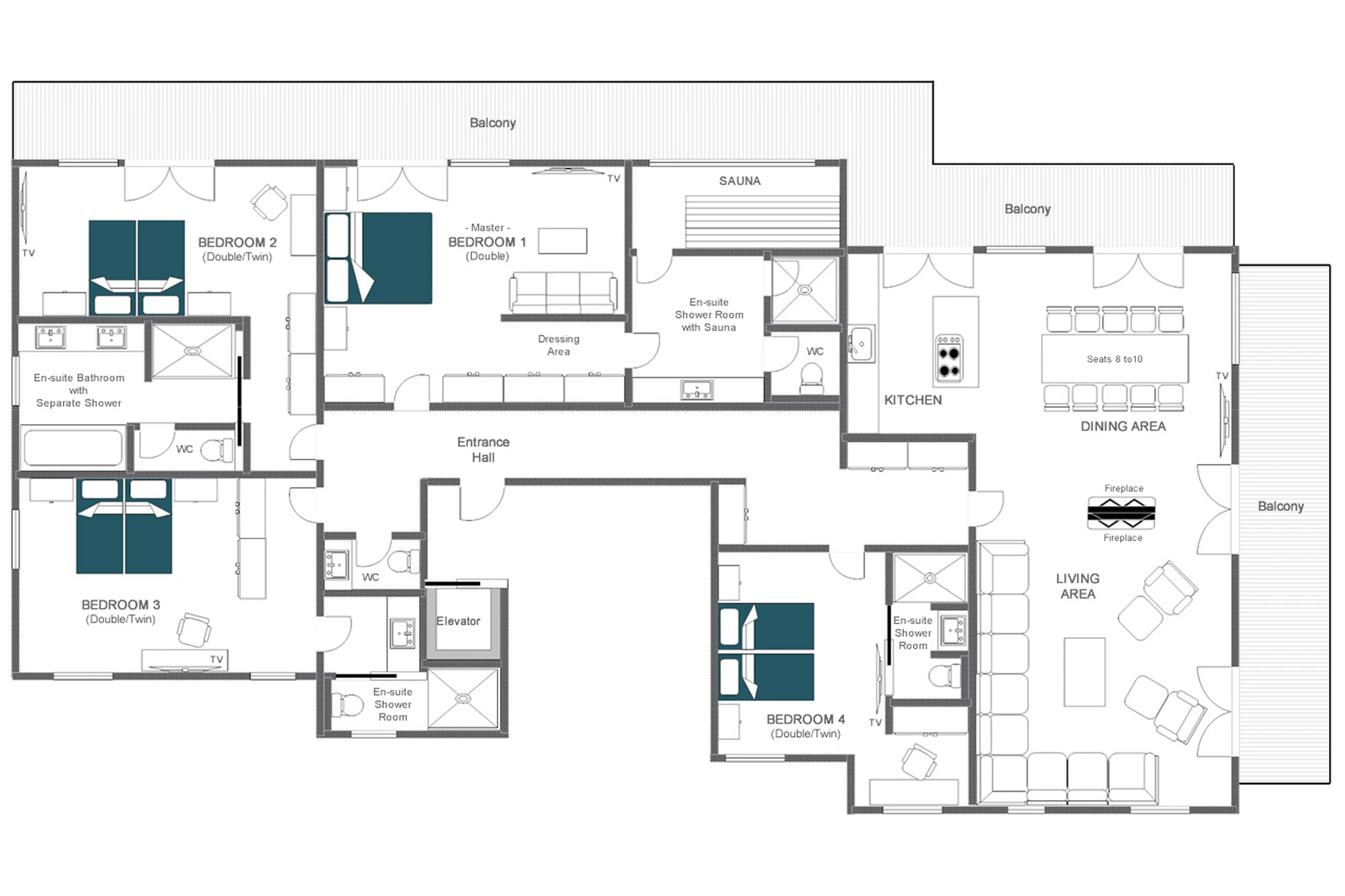 Floor plan at Balegia Apartment 4 in Lech