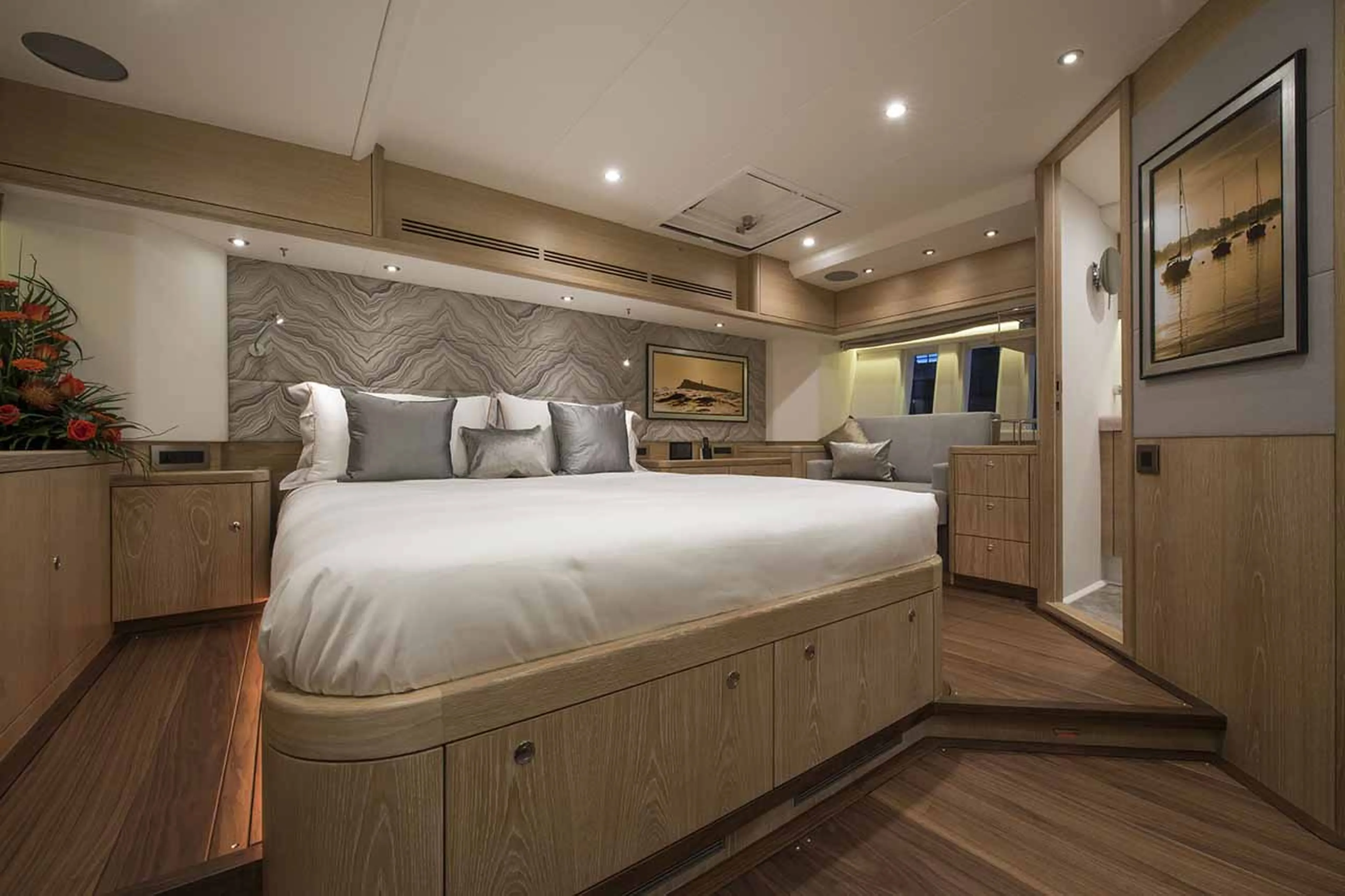 Bedroom on Firebird Yacht
