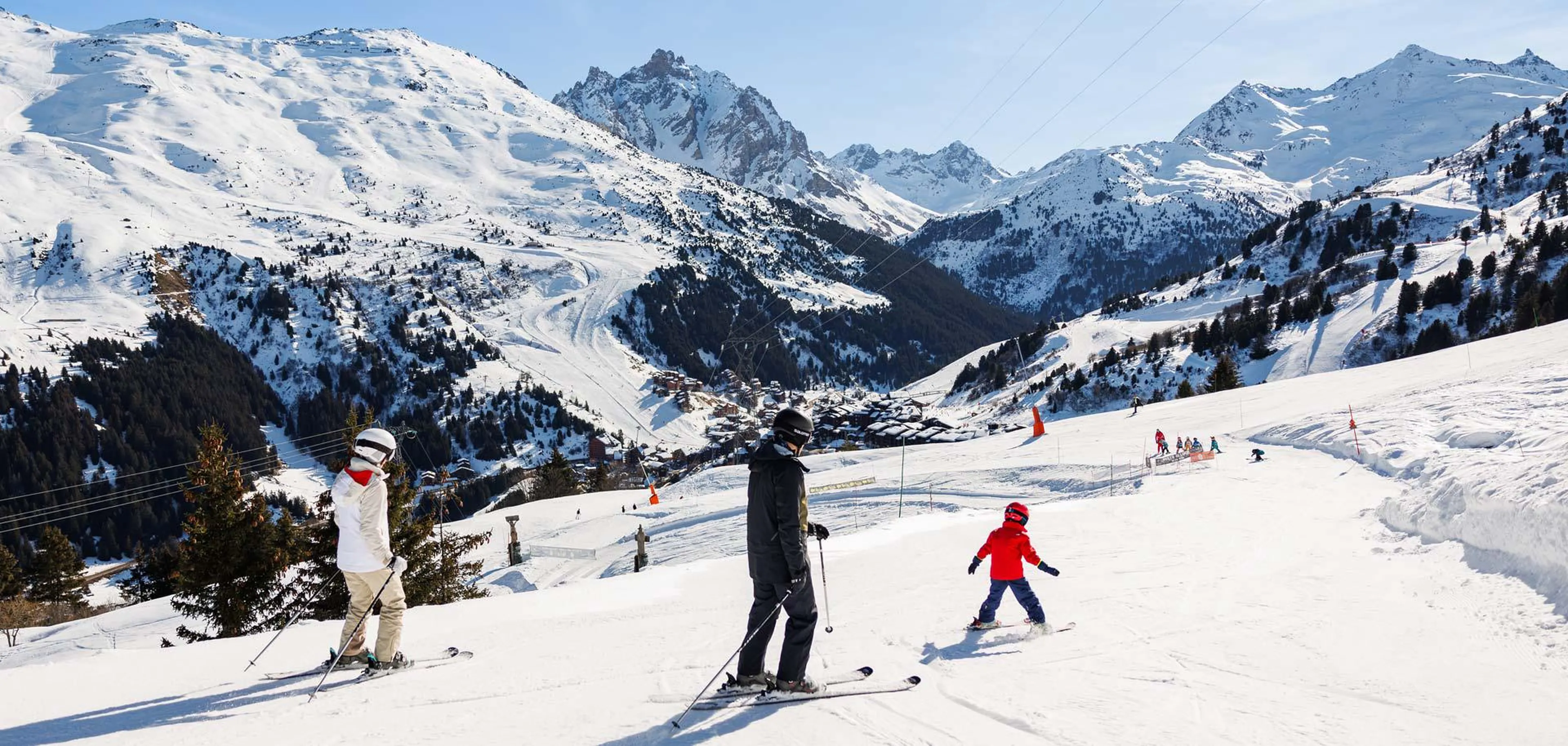 Family skiing in Meribel