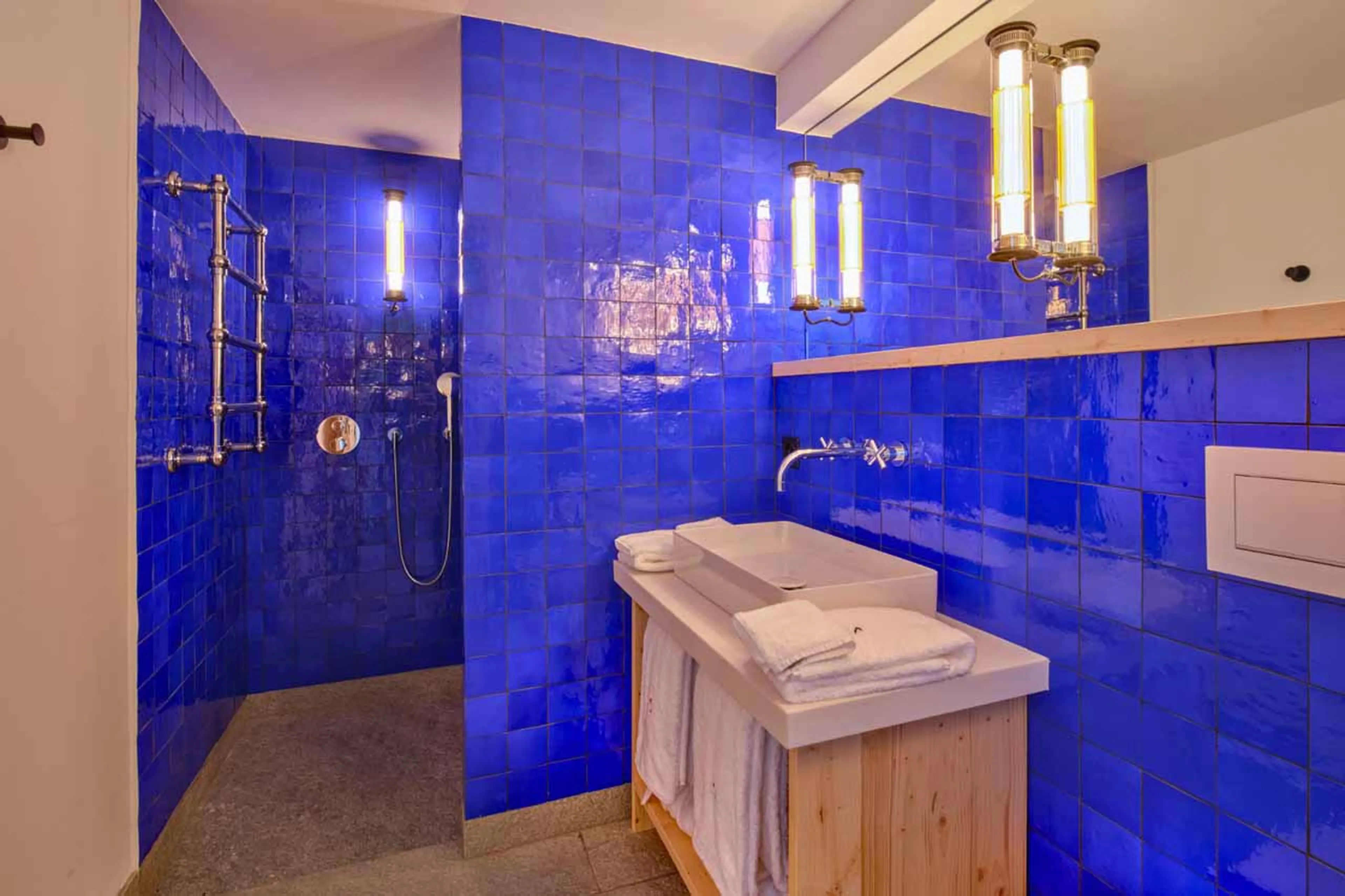 Bedroom 1 en-suite at Chesa Bellaria in St Moritz