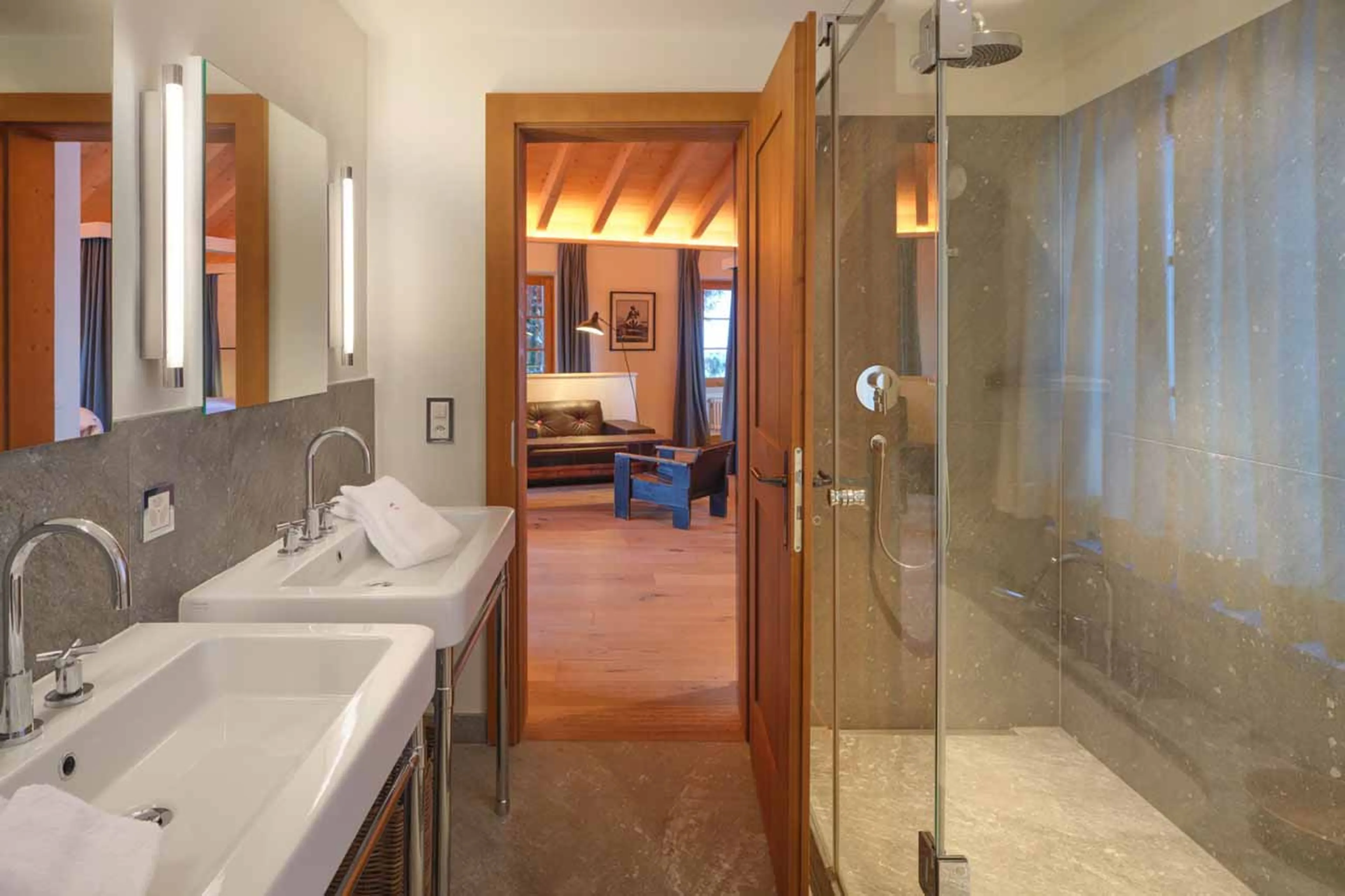 Bedroom 3 en-suite at Chesa Bellaria in St Moritz