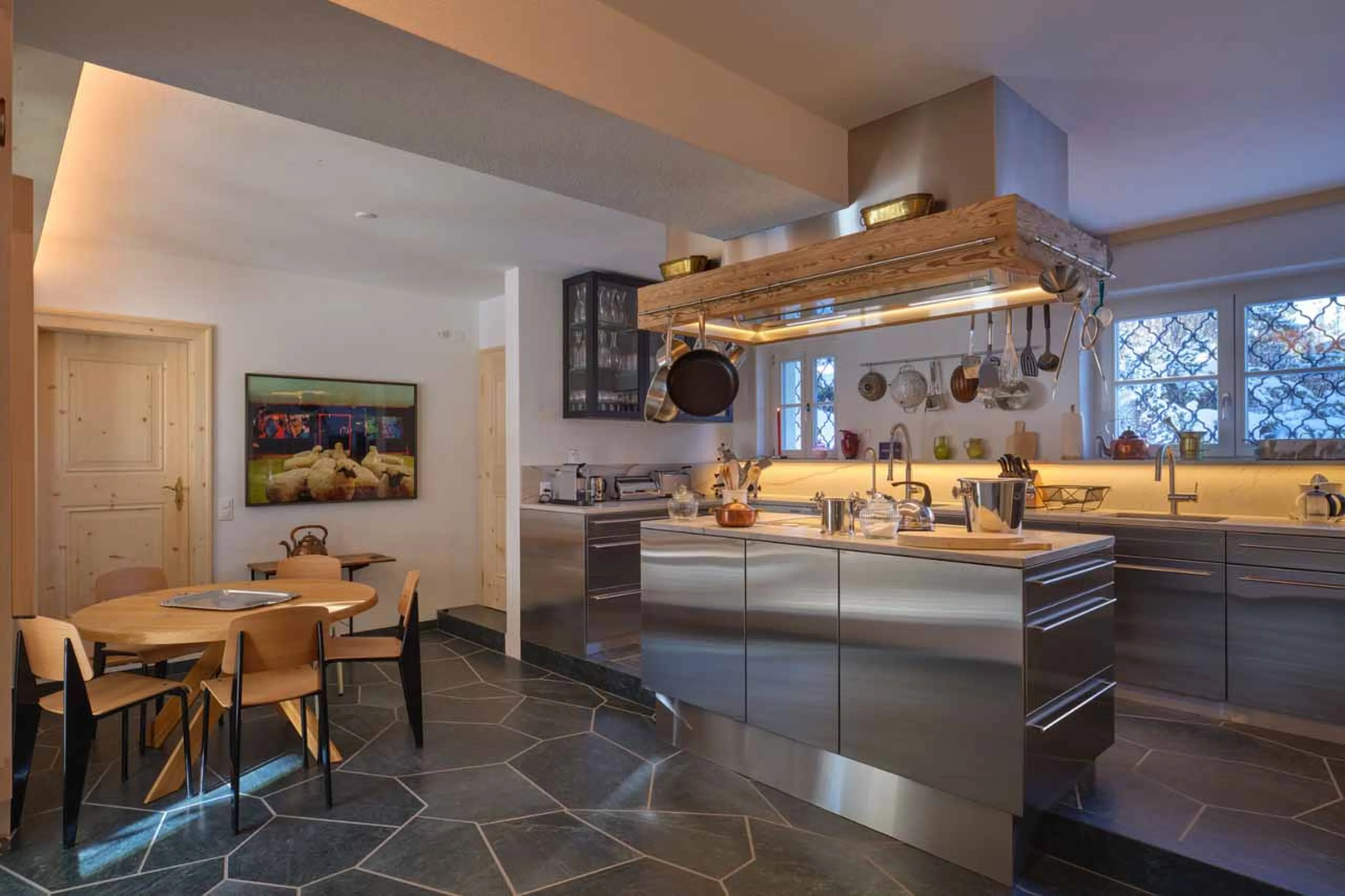 Kitchen at Chesa Bellaria in St Moritz