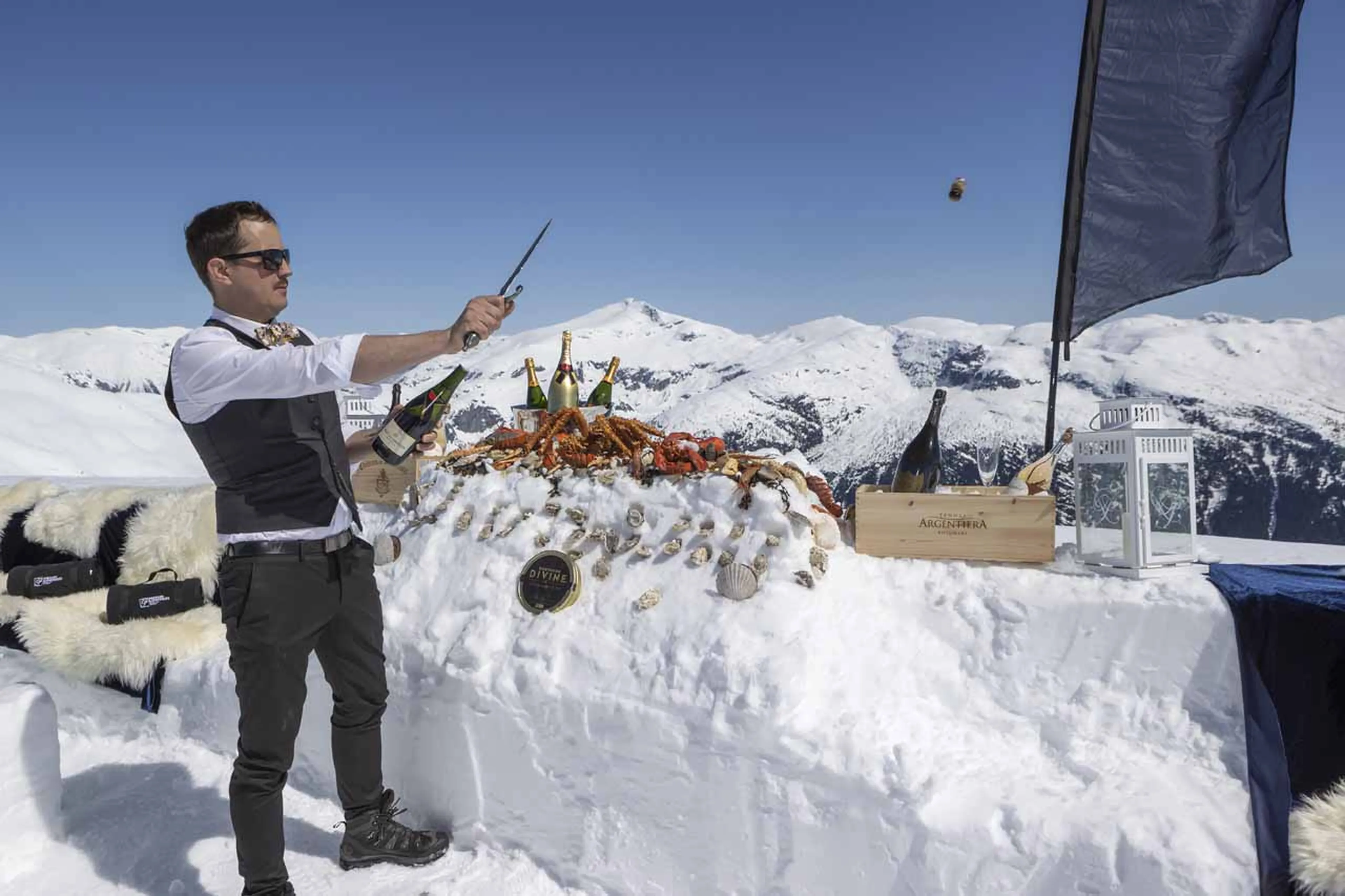 Picnic at top of mountain Belmont Estate in Whistler