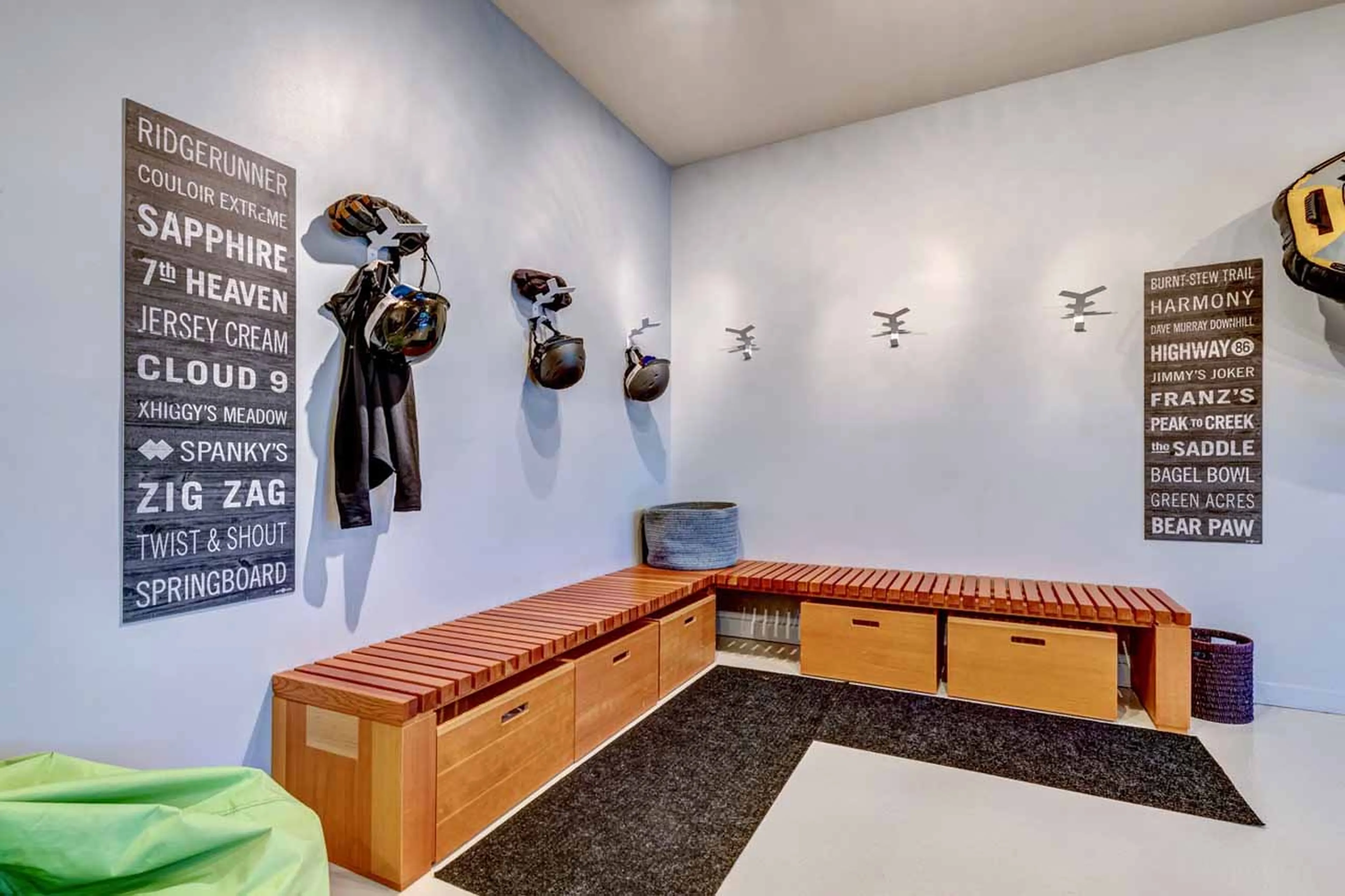 Ski room at Belmont Estate in Whistler