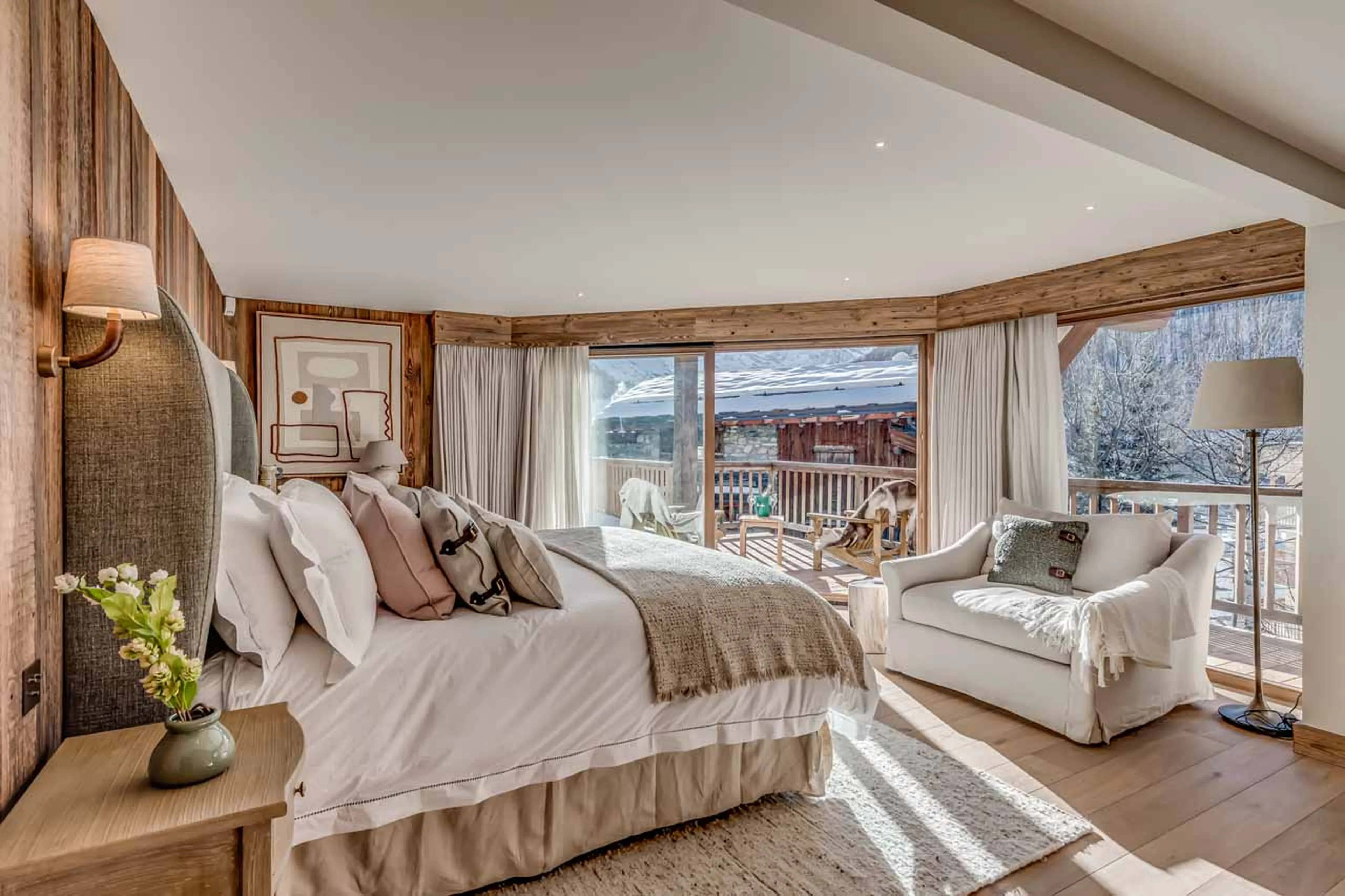 Bedroom one balcony access at Chalet Blackcomb in Val d'Isere