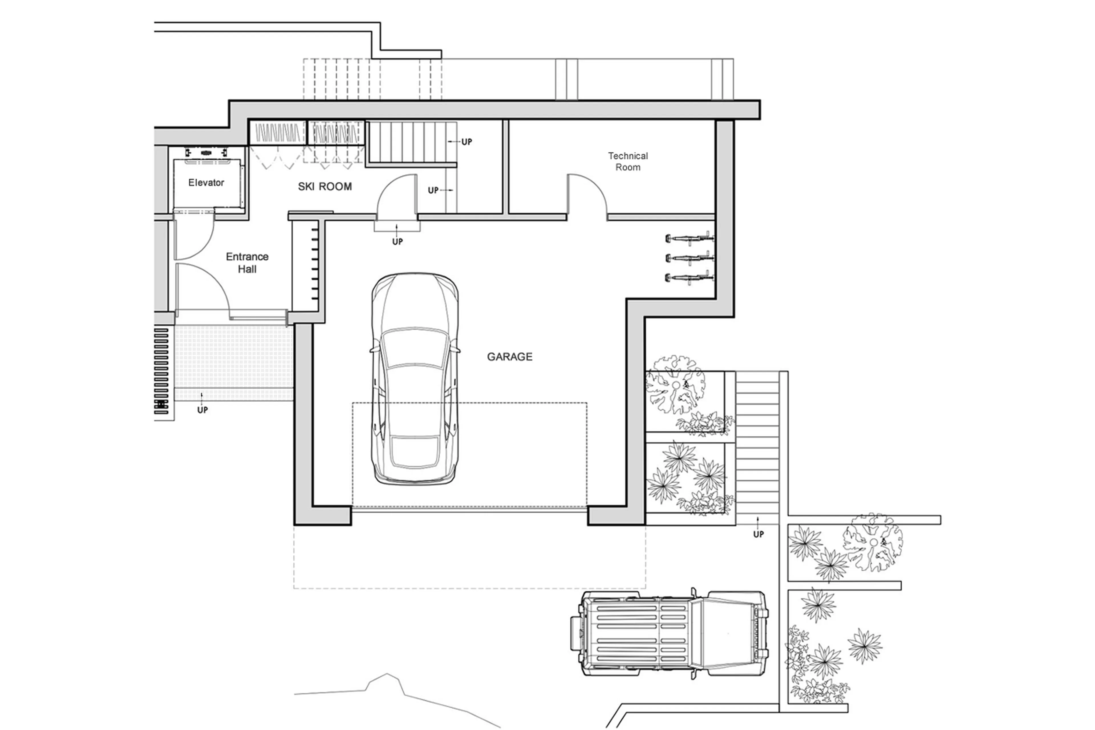 Basement level floor plan of Blueberry Hill Retreat in Whistler