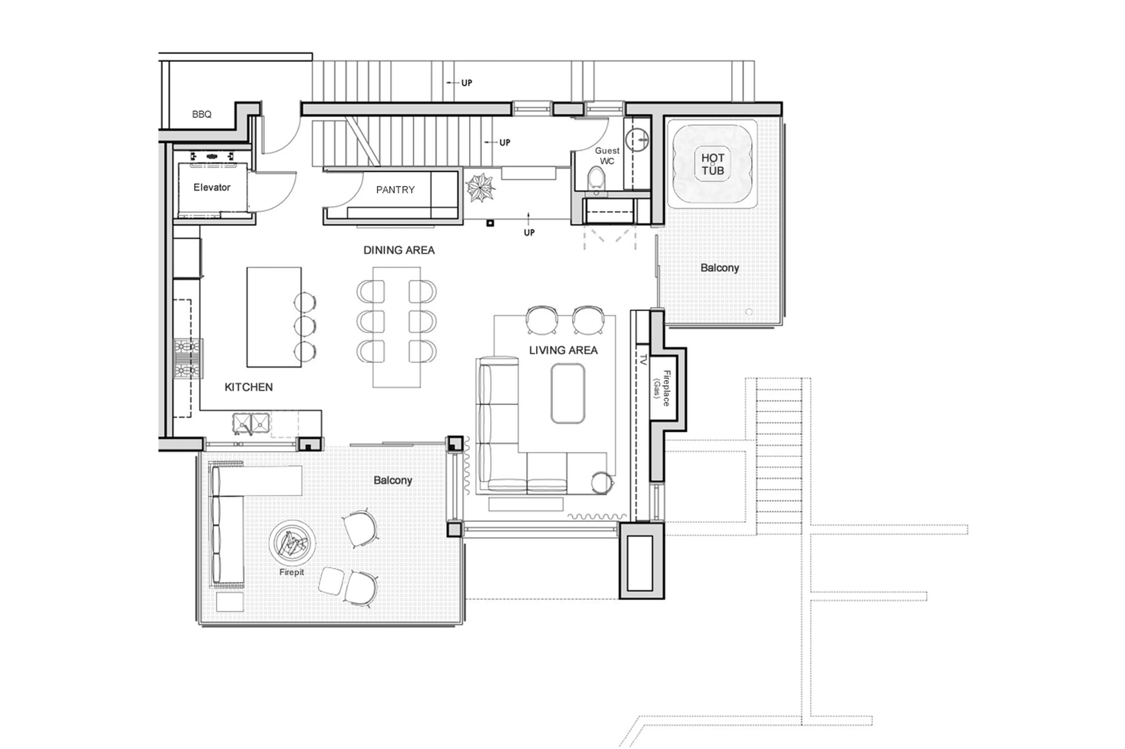Main level floor plan of Blueberry Hill Retreat in Whistler
