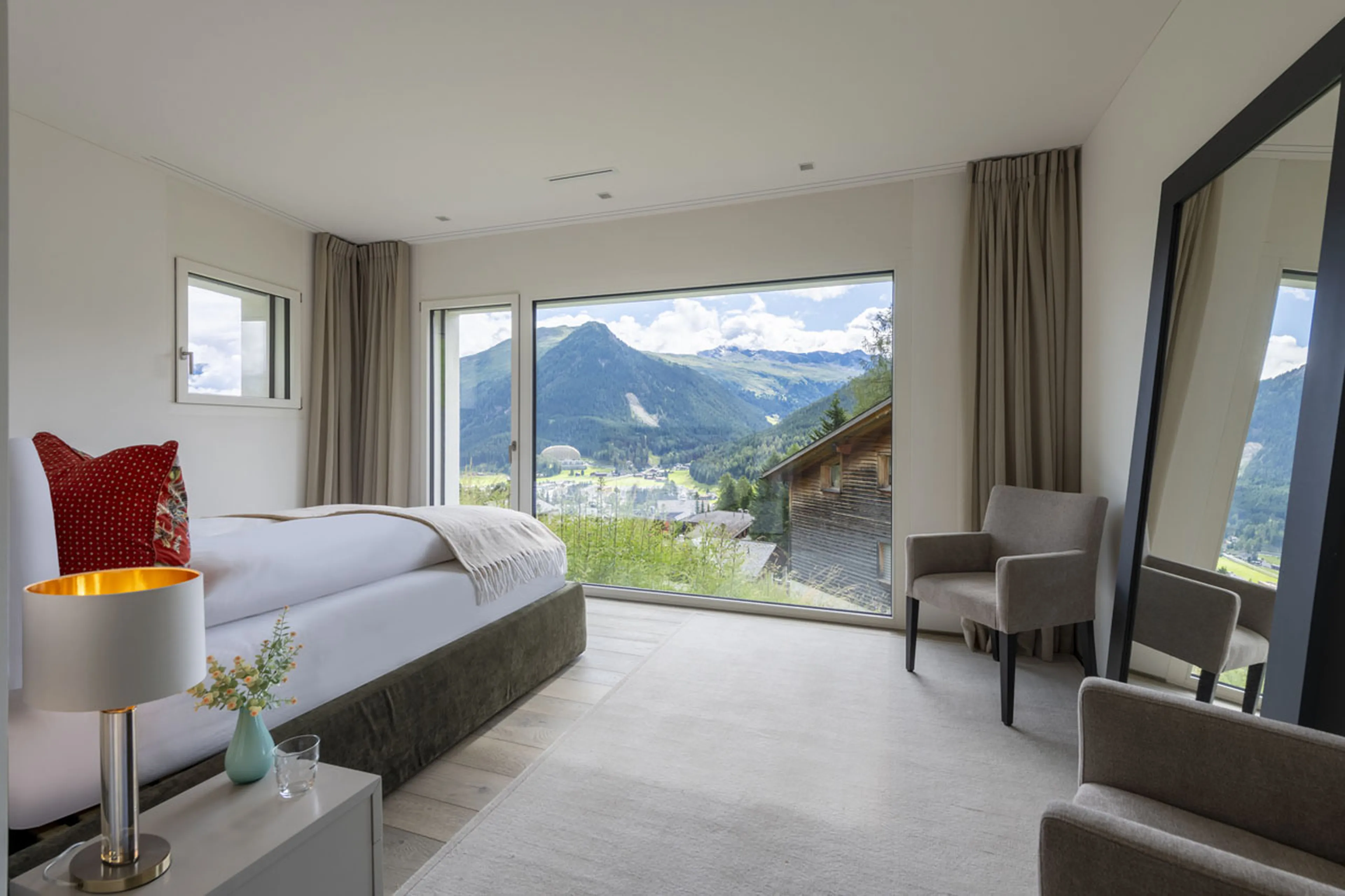 Bedroom view at Buelenhorn in Bortji Estate in Davos