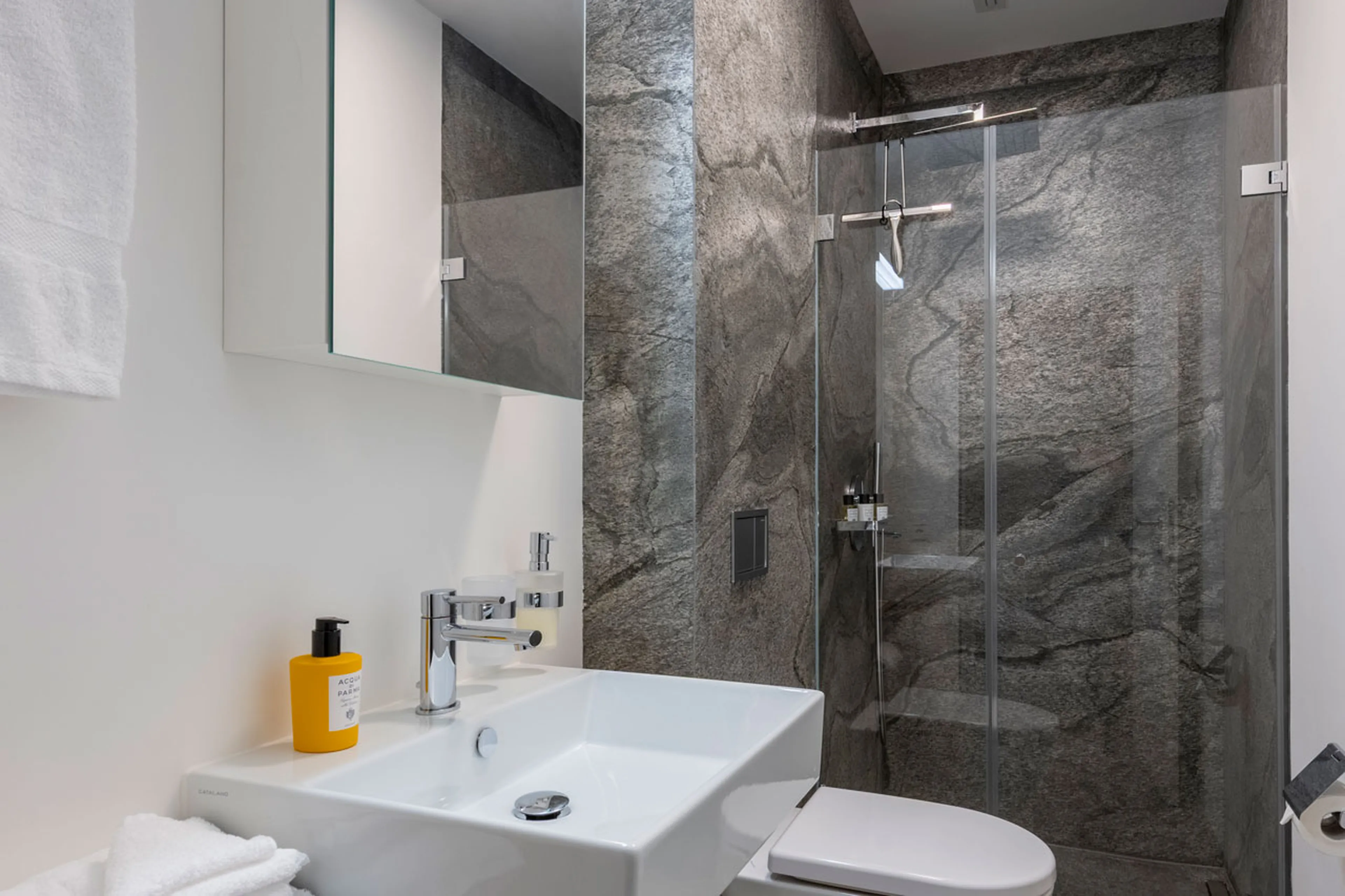 Separate shower room at Buelenhorn in Bortji Estate in Davos