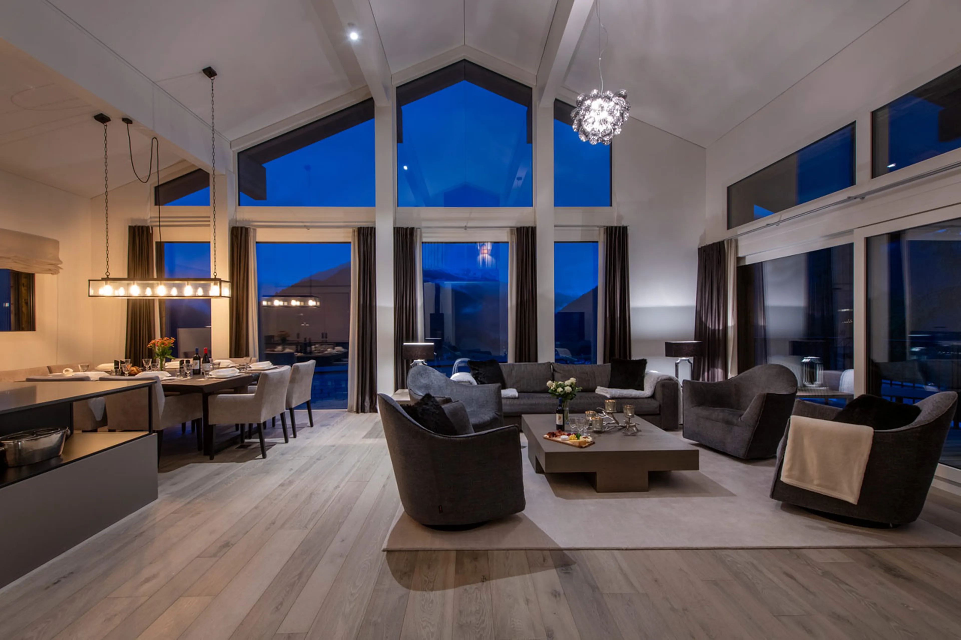 Floor-to-ceiling windows at Seehorn at Bortji Estate in Davos