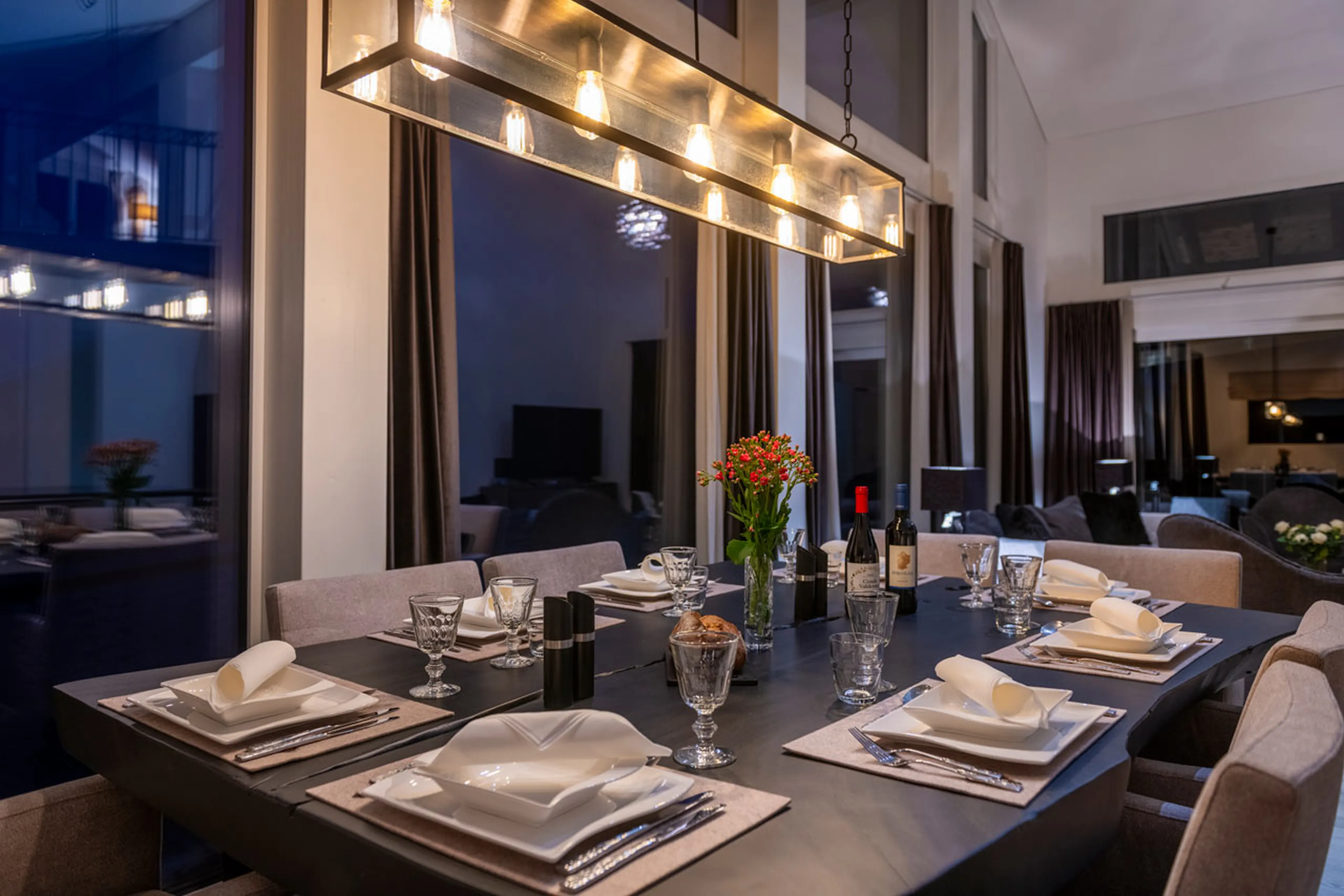 Dining table at Seehorn at Bortji Estate in Davos