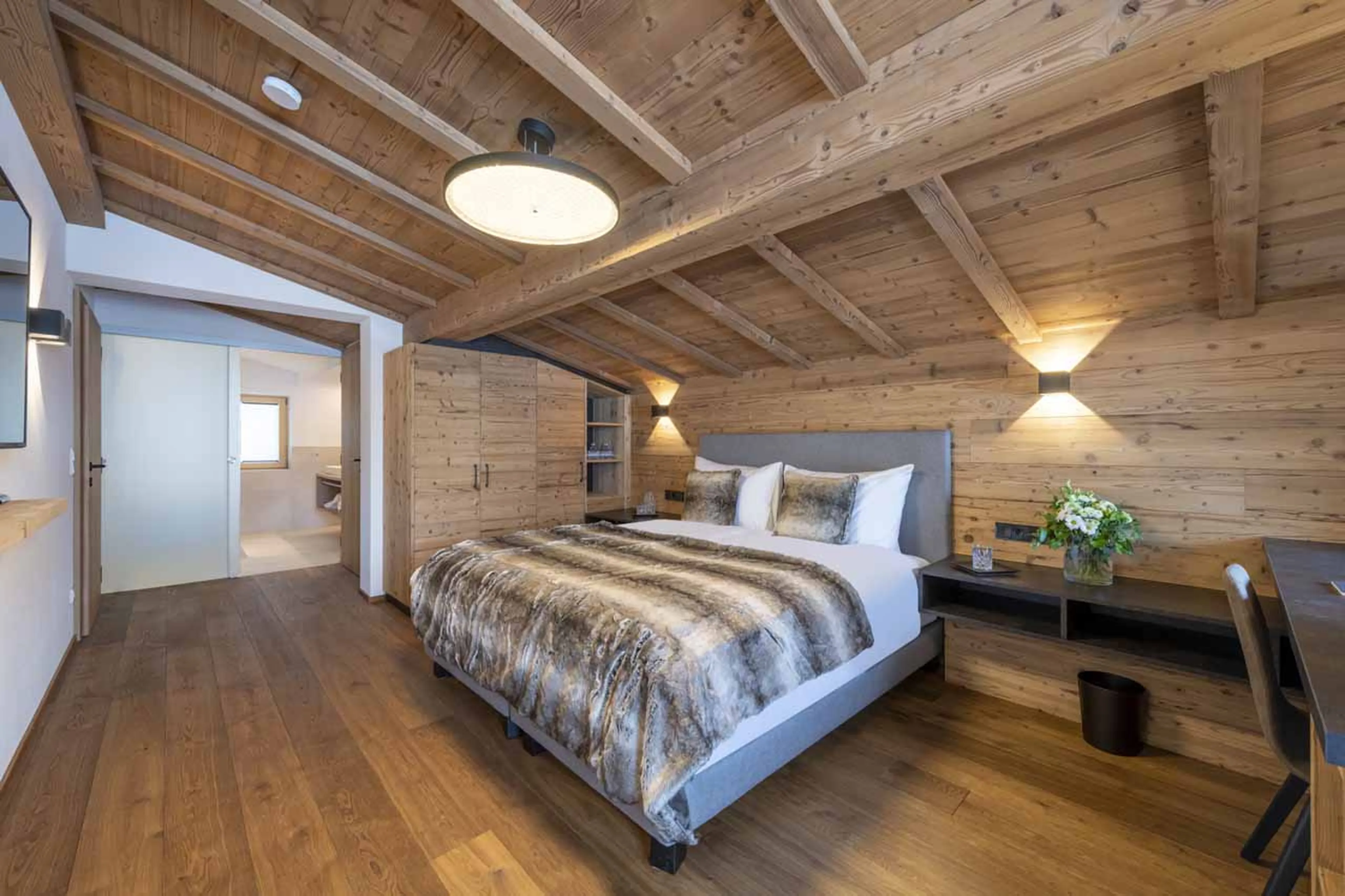 Spacious master suite at Buhlhof Penthouse in Lech