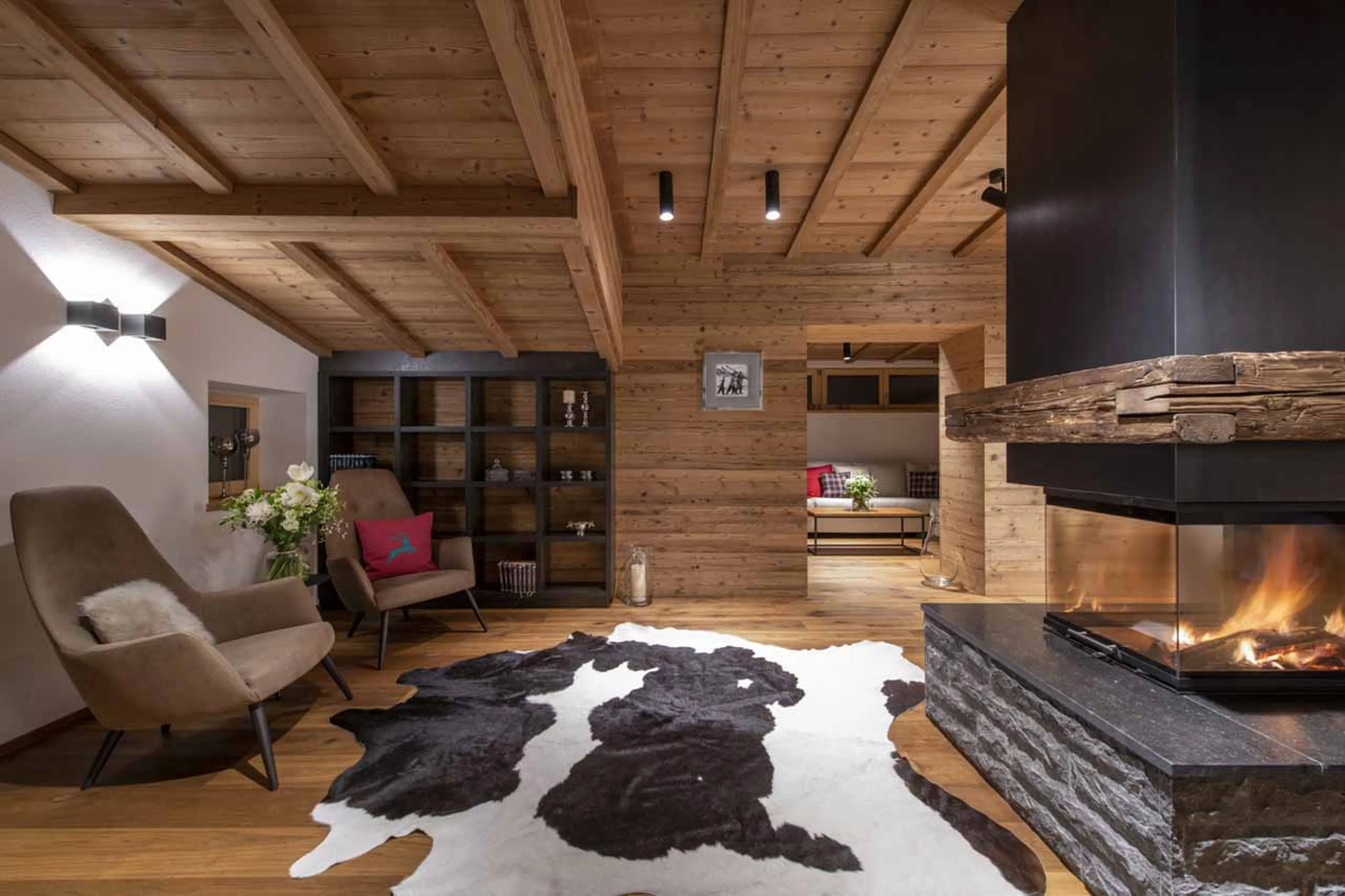 Open plan living area at Buhlhof Penthouse in Lech