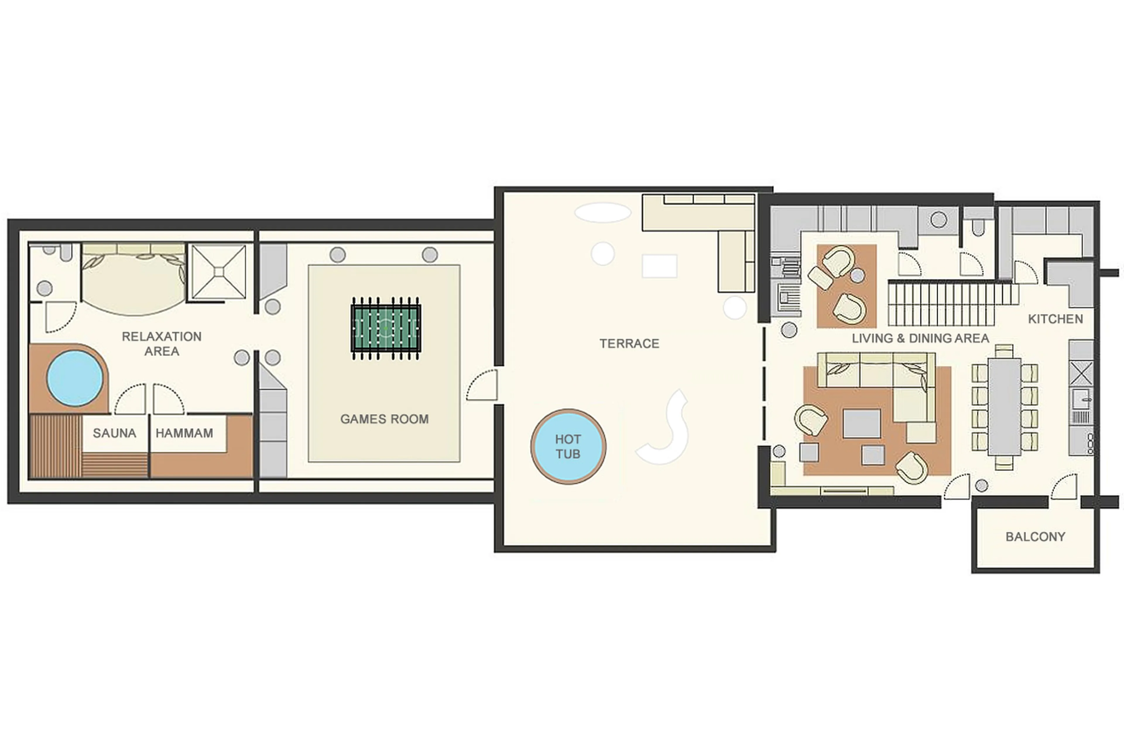 Upper level floor plan of Apartment Cap Crystal Lodge in Tignes