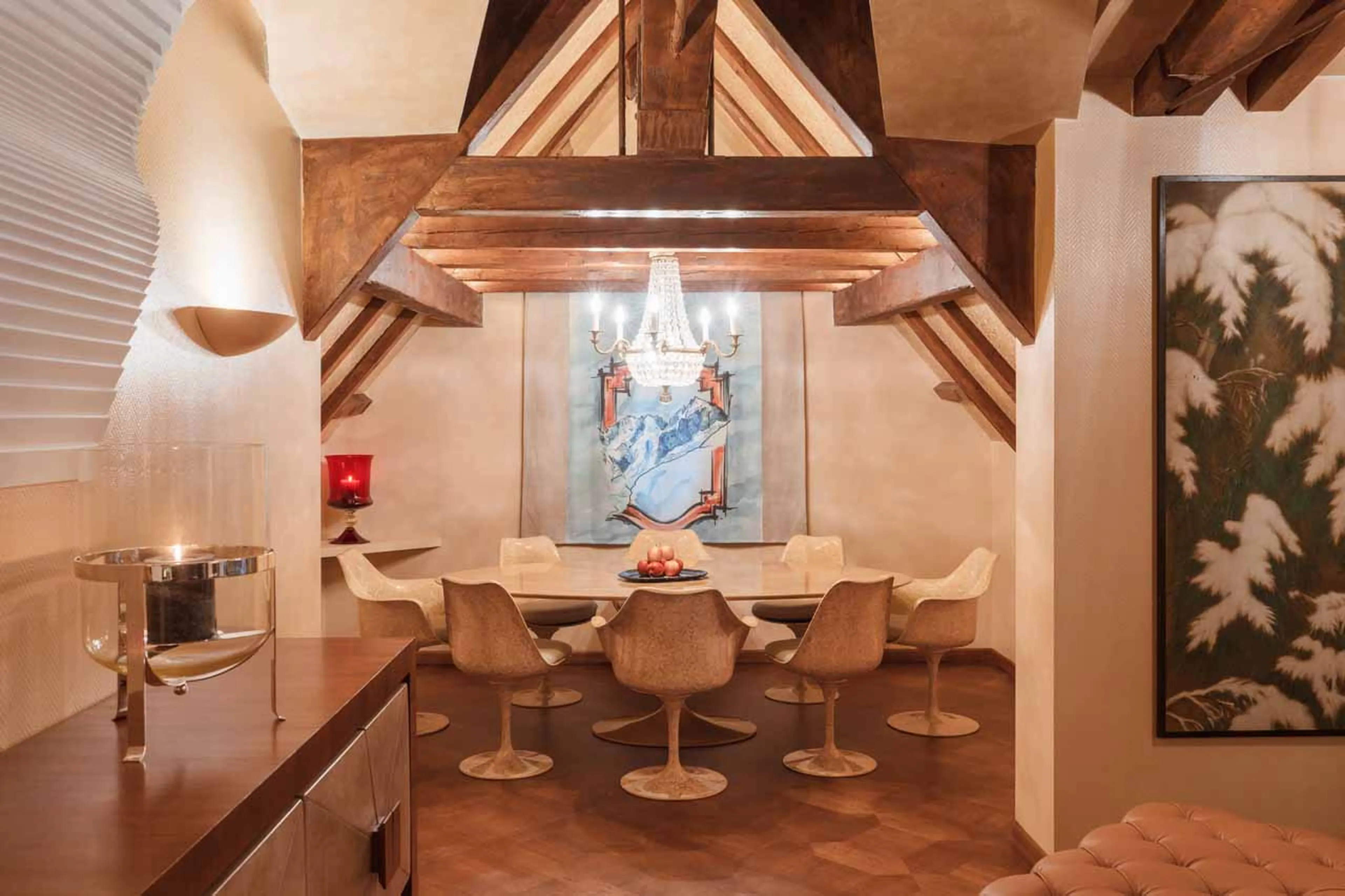 Dining area in The Penthouse in St Moritz