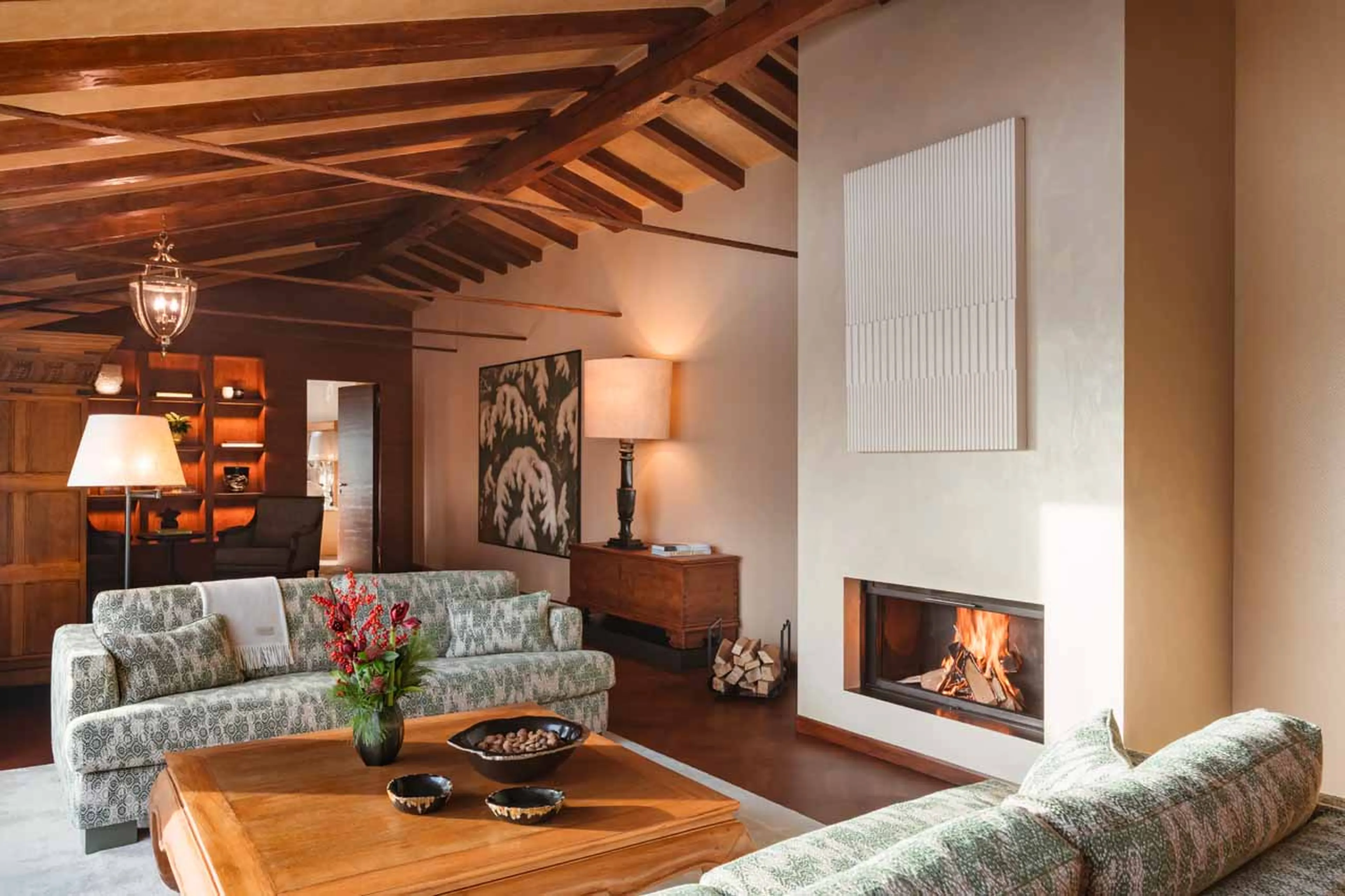 Living area in The Penthouse in St Moritz