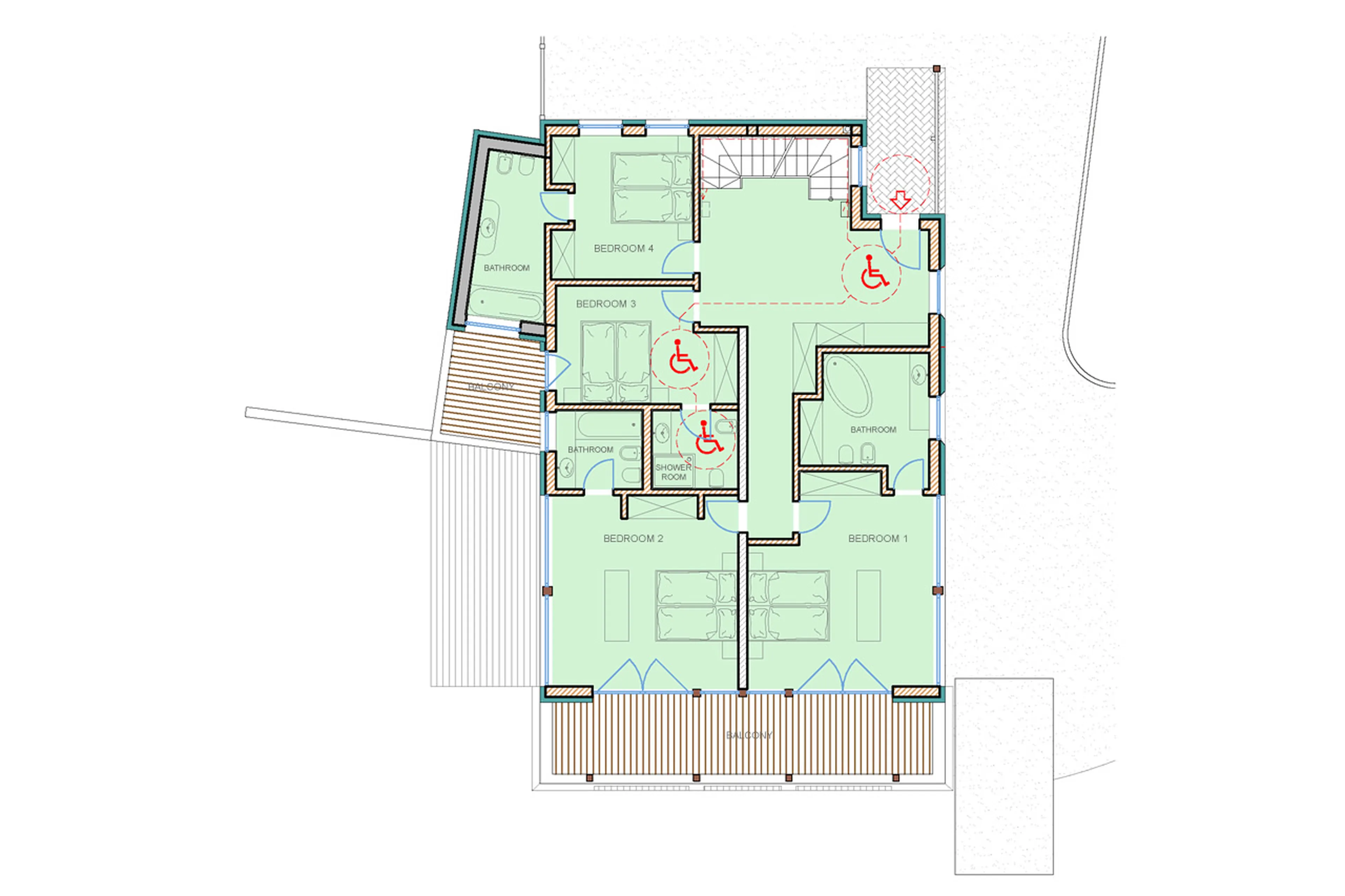 Level 0 floor plan of Casa Feroze in Alta Badia