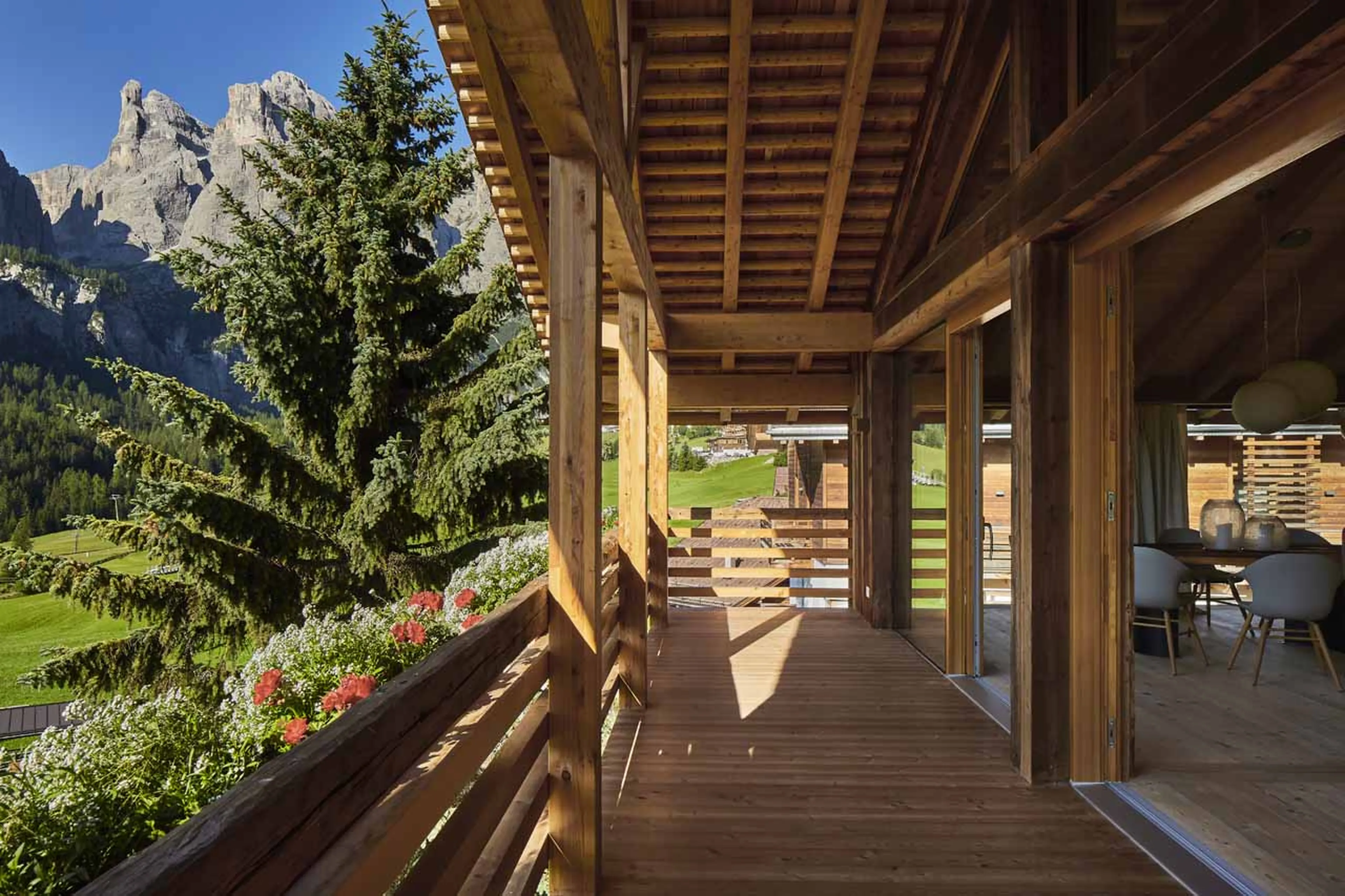 Balcony with Dolomite views at Casa Feroze in Colfosco