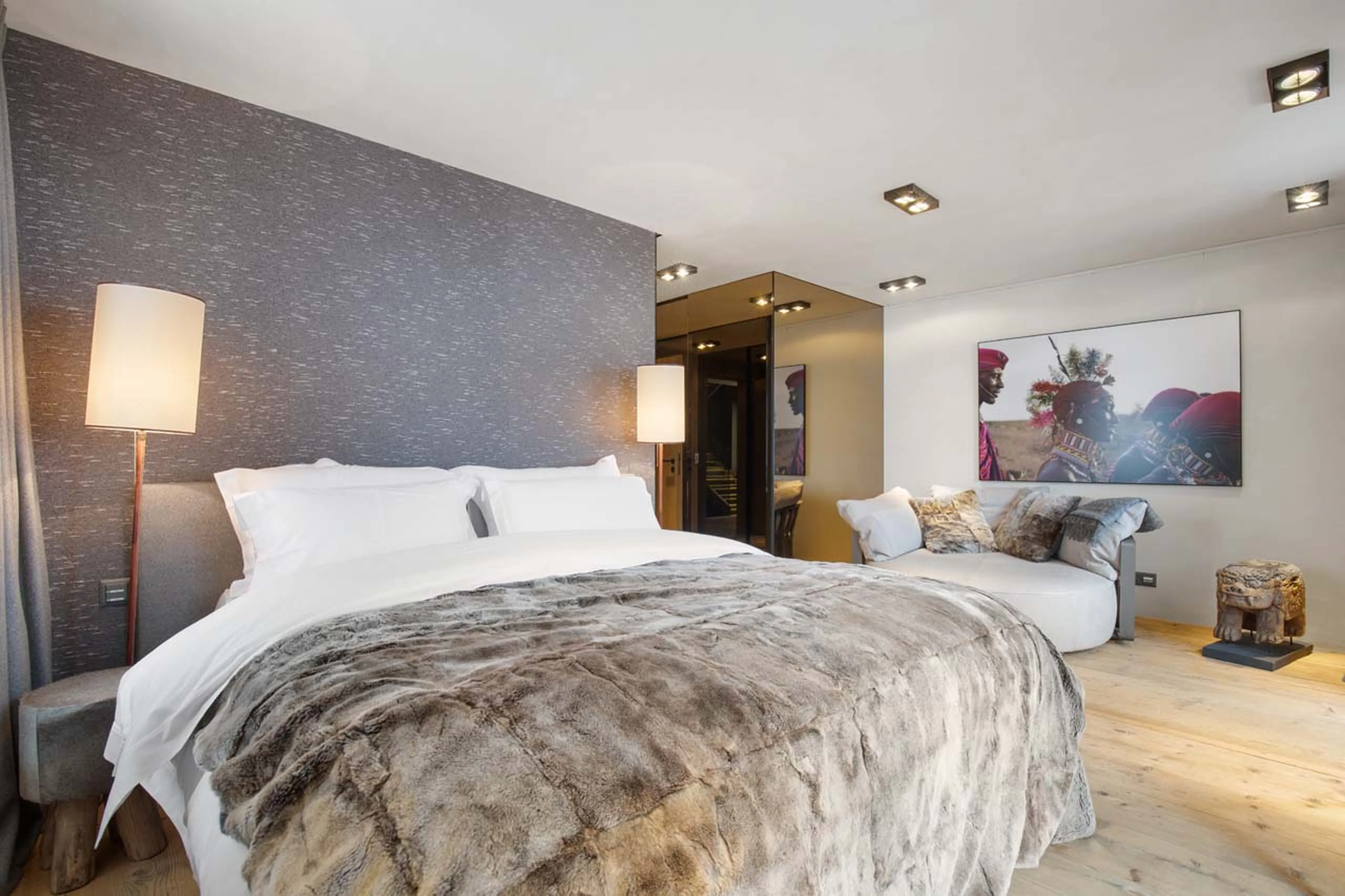 Bedroom one at Miele kitchen with dual ovens, dishwashers, vintage Berkel slicer, and walk-in wine c