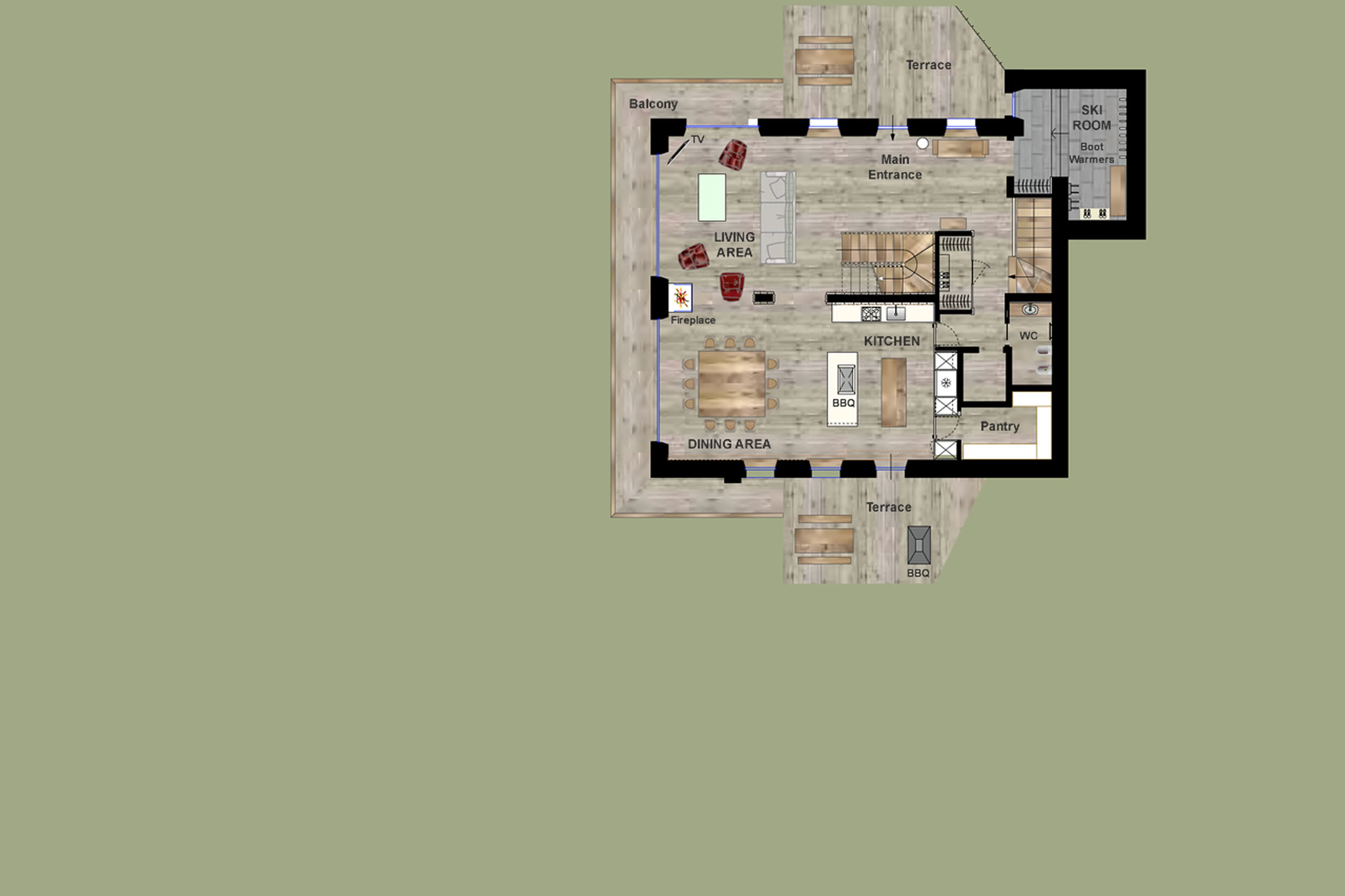 Level 1 floor plan of Cesa del Louf in Alta Badia