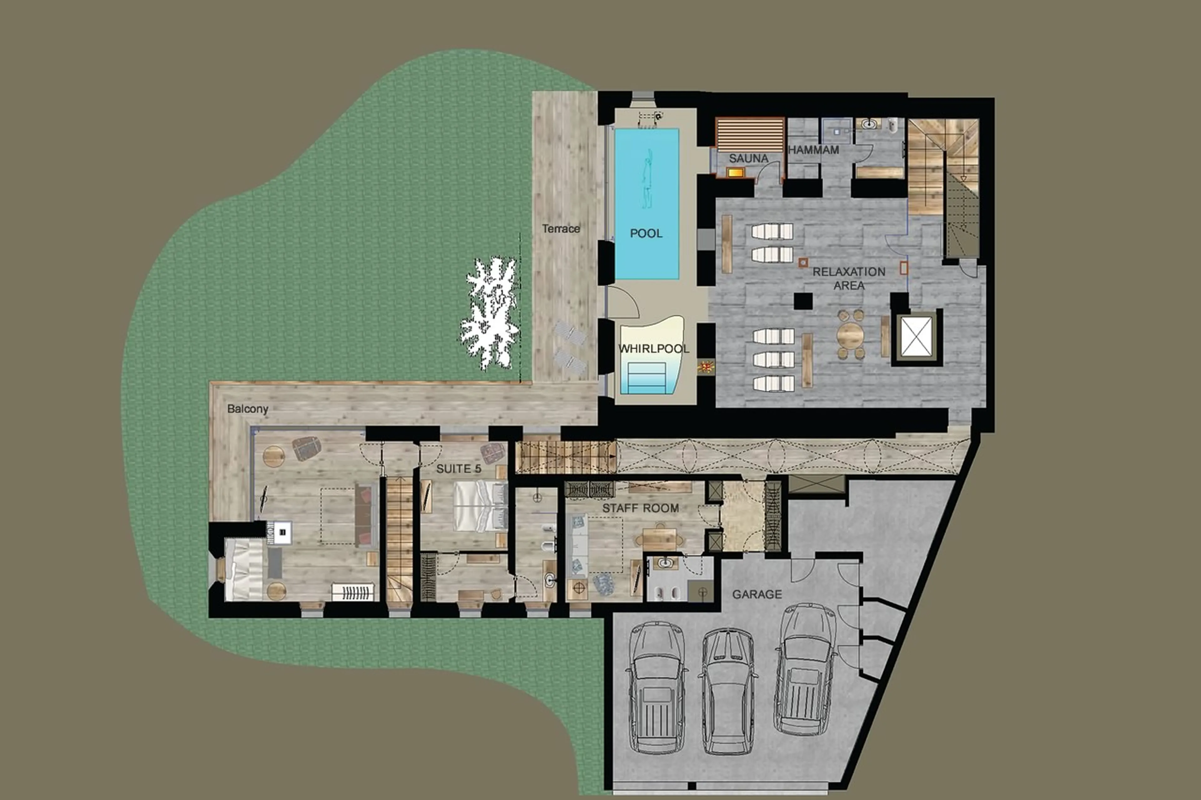 Level 0 floor plan of Cesa del Louf in Alta Badia